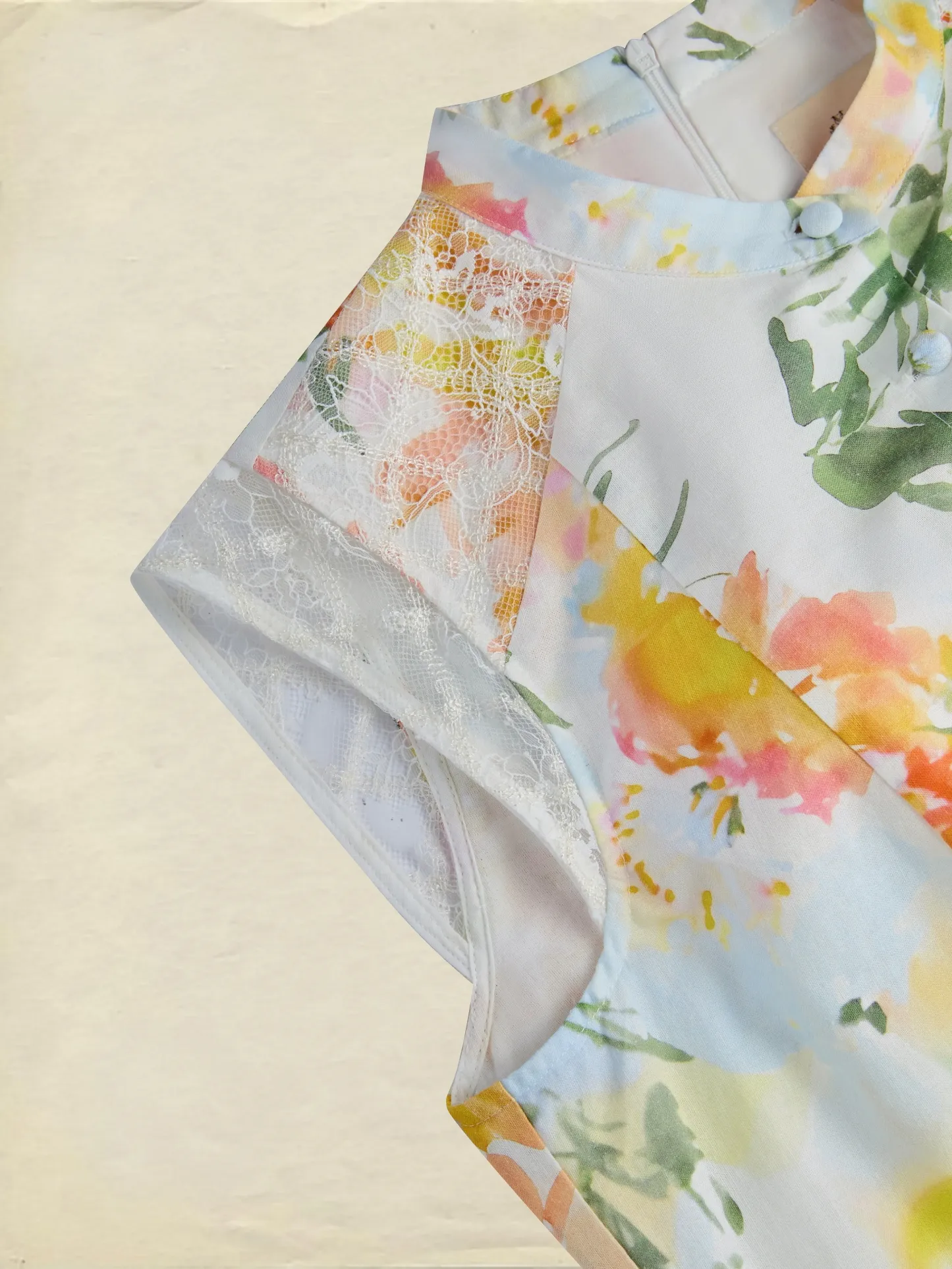Maxi Cotton Dress, Sleeveless, V Neck, Floral, Lace, Vintage, White - White
