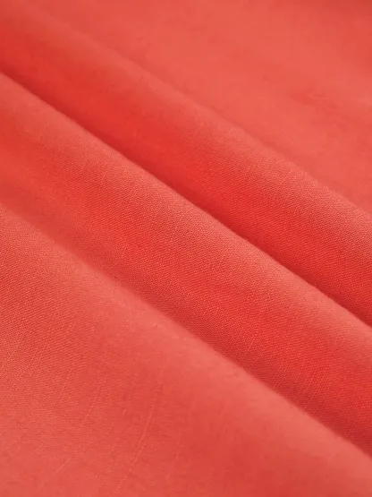 Maxi Cotton Dress, Half Sleeve, V Neck, Plain, Lace, Vacation, Vintage, Light Orange - Light Orange