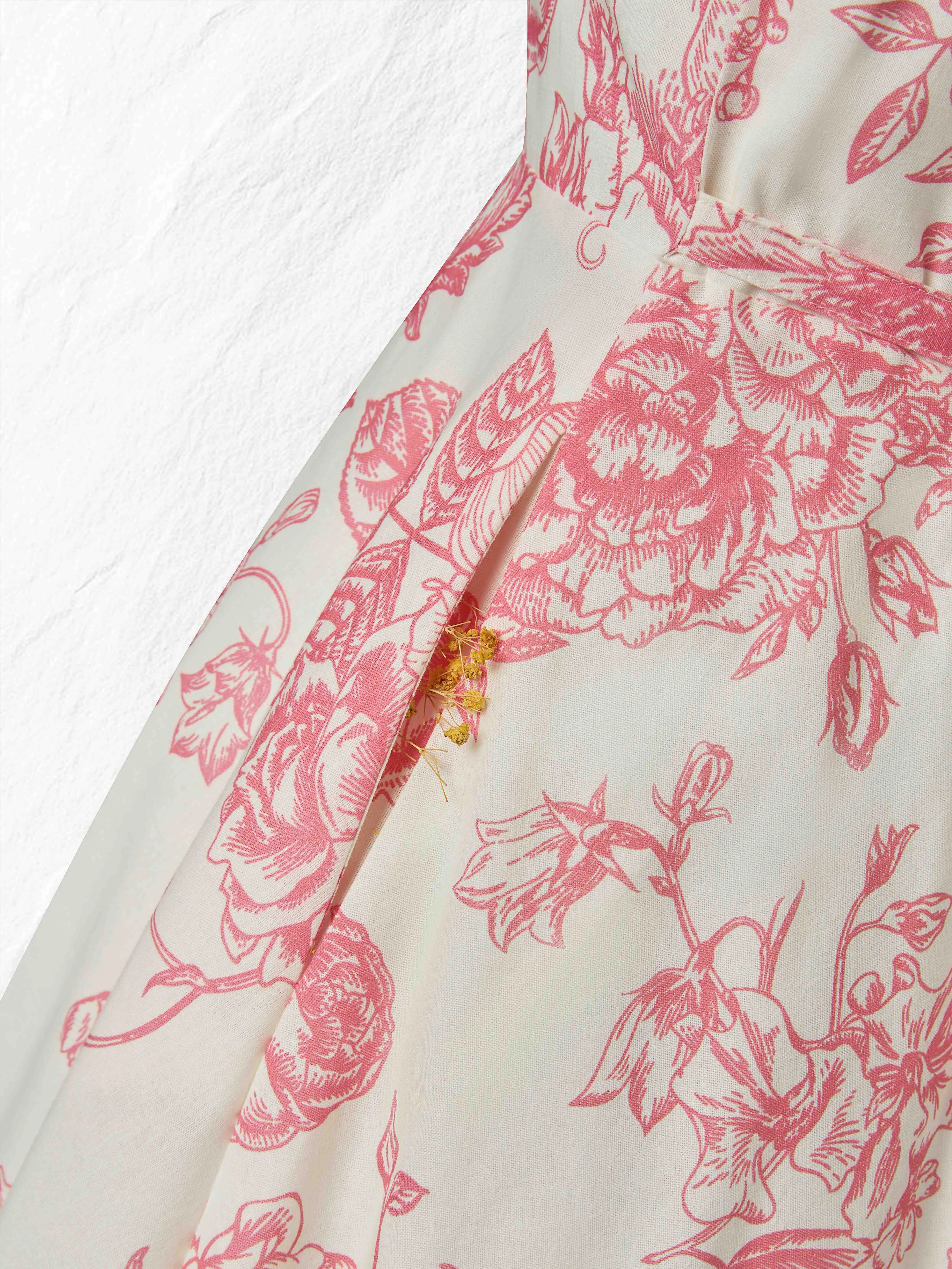 Maxi Cotton Dress, Sleeveless, Sweetheart Neck, Floral, Suspenders, Vacation, Vintage, Apricot - Apricot