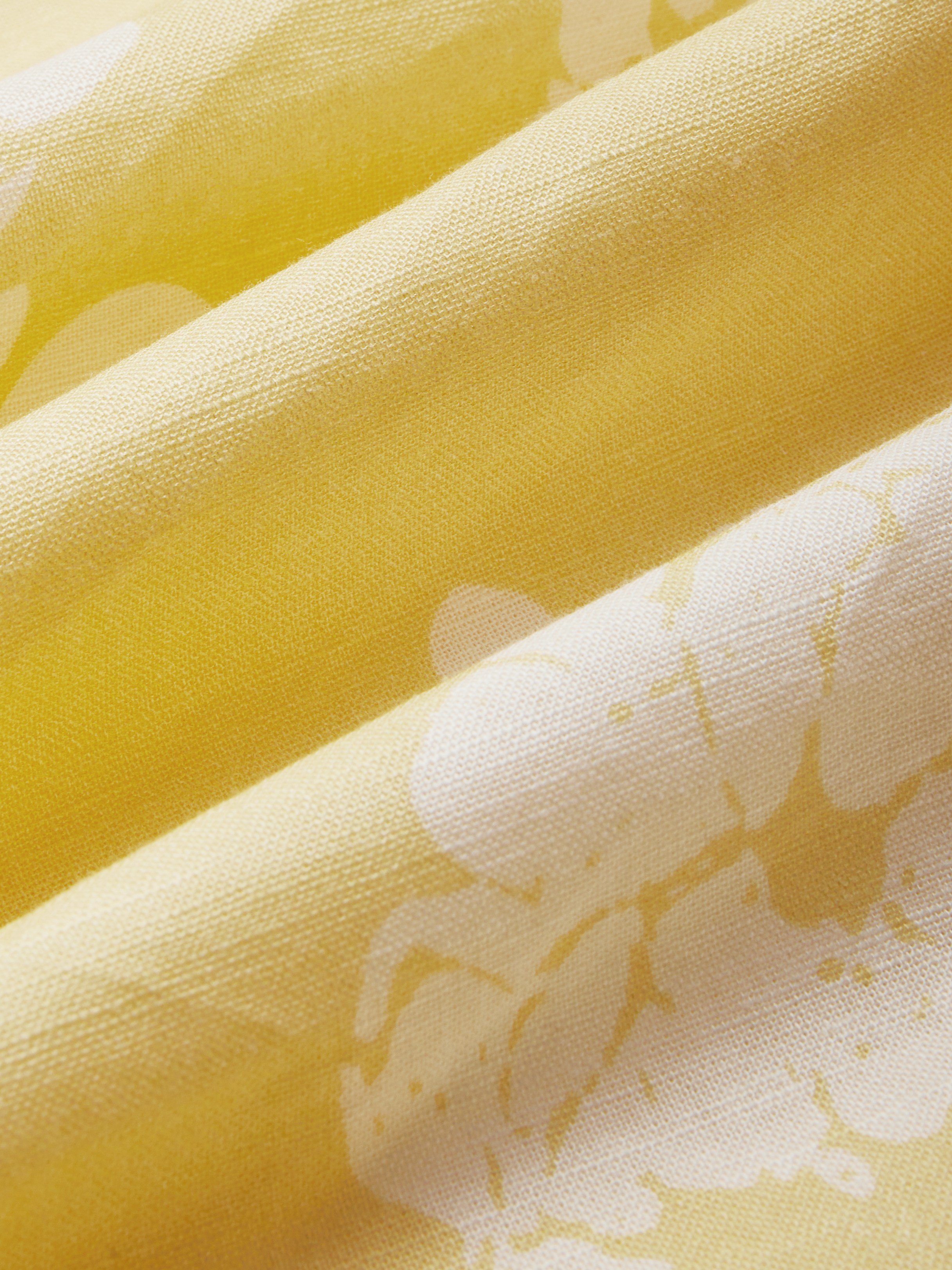 (SIZE:XS-XXL) Midi Linen Dress, Sleeveless,  Linen Blend, Floral, Renaissance - Yellow