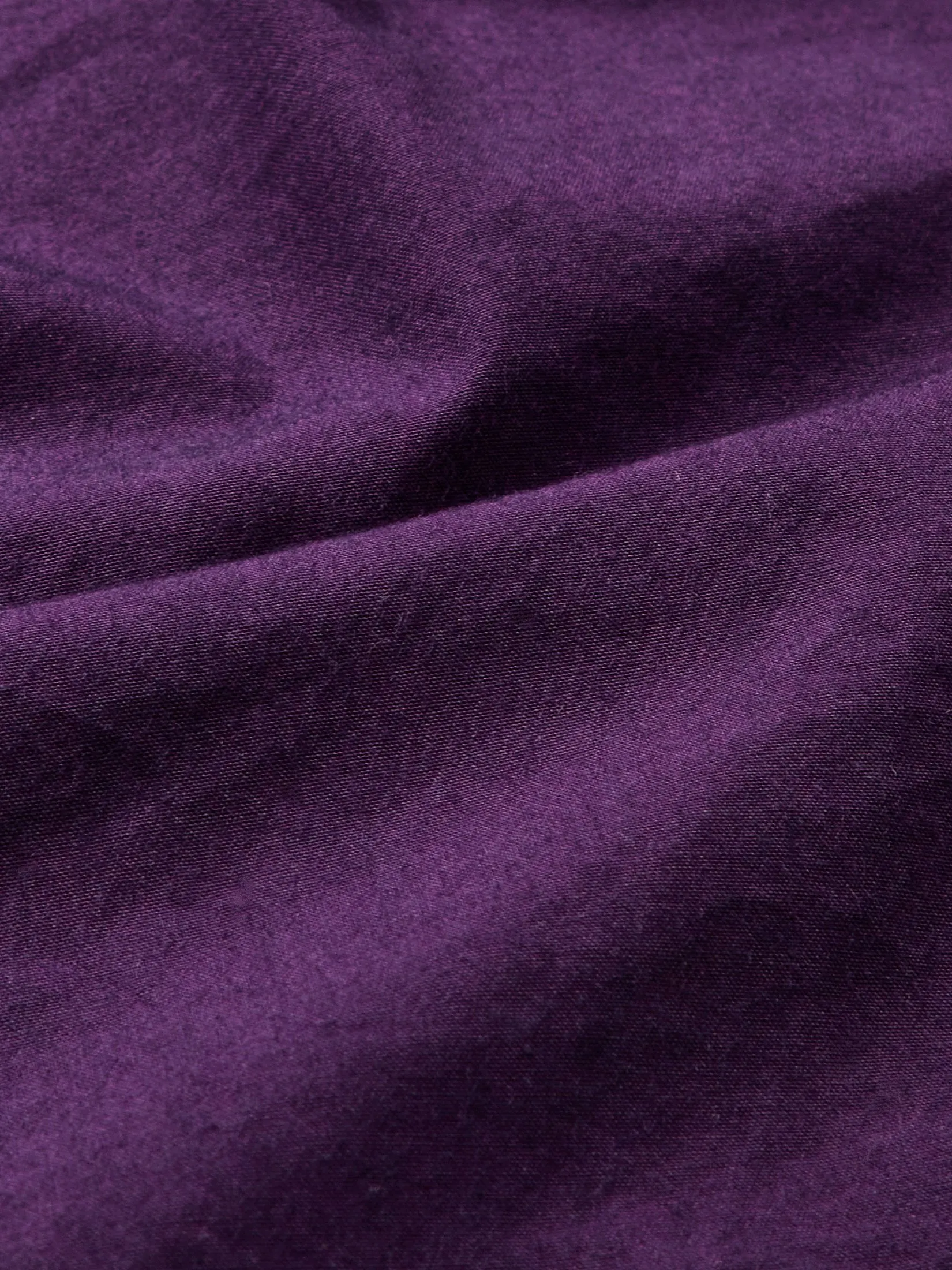 Maxi Cotton Dress, Half Sleeve, Turtleneck, Plain, Button Design, Vintage, Deep Purple, Halloween - Deep Purple