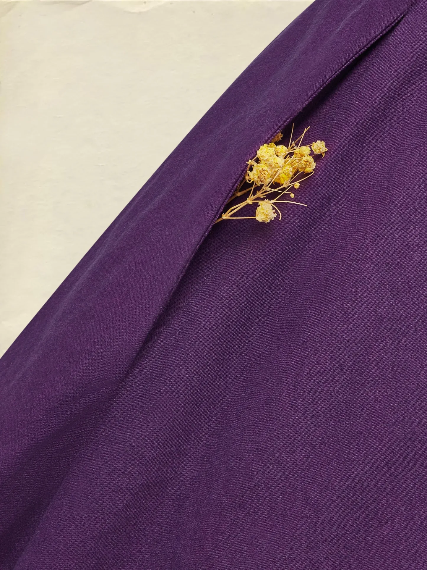 Maxi Cotton Dress, Half Sleeve, Turtleneck, Plain, Button Design, Vintage, Deep Purple, Halloween - Deep Purple