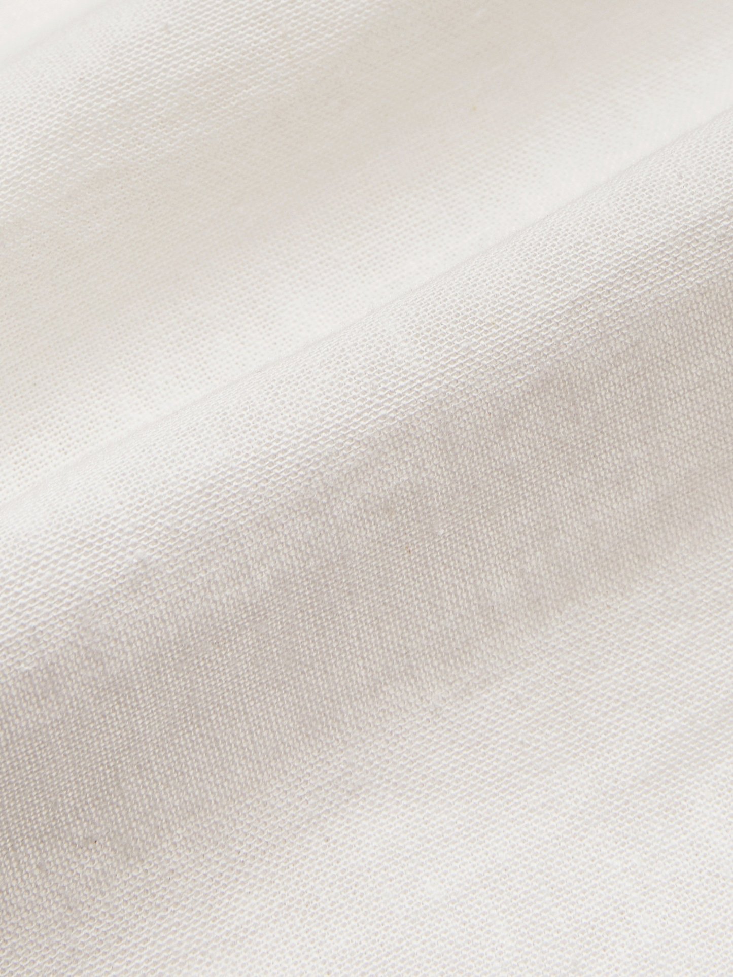 Linen Shirt, Long Sleeves, V Neck, Plain, Lace, Vintage, Ivory - Ivory
