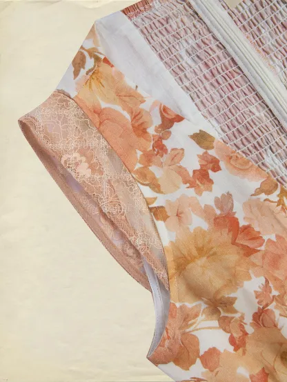 Maxi Linen Dress, Sleeveless, V Neck, Floral, Lace, Vacation, Vintage, Light Orange - Light Orange
