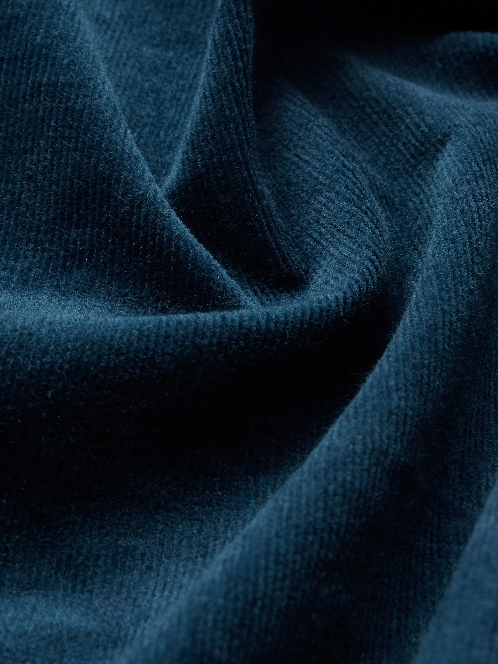 Midi Cotton Dress, Half Sleeve, Stand Collar, Plain, Button Design, Vintage, Deep Blue - Deep Blue
