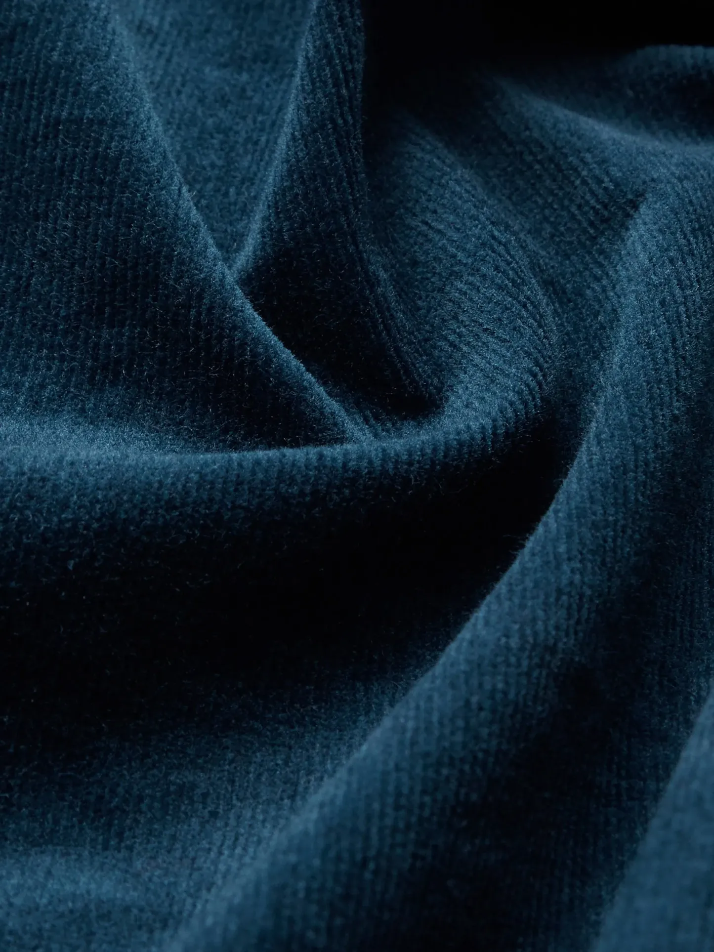 Midi Cotton Dress, Half Sleeve, Stand Collar, Plain, Button Design, Vintage, Deep Blue - Deep Blue