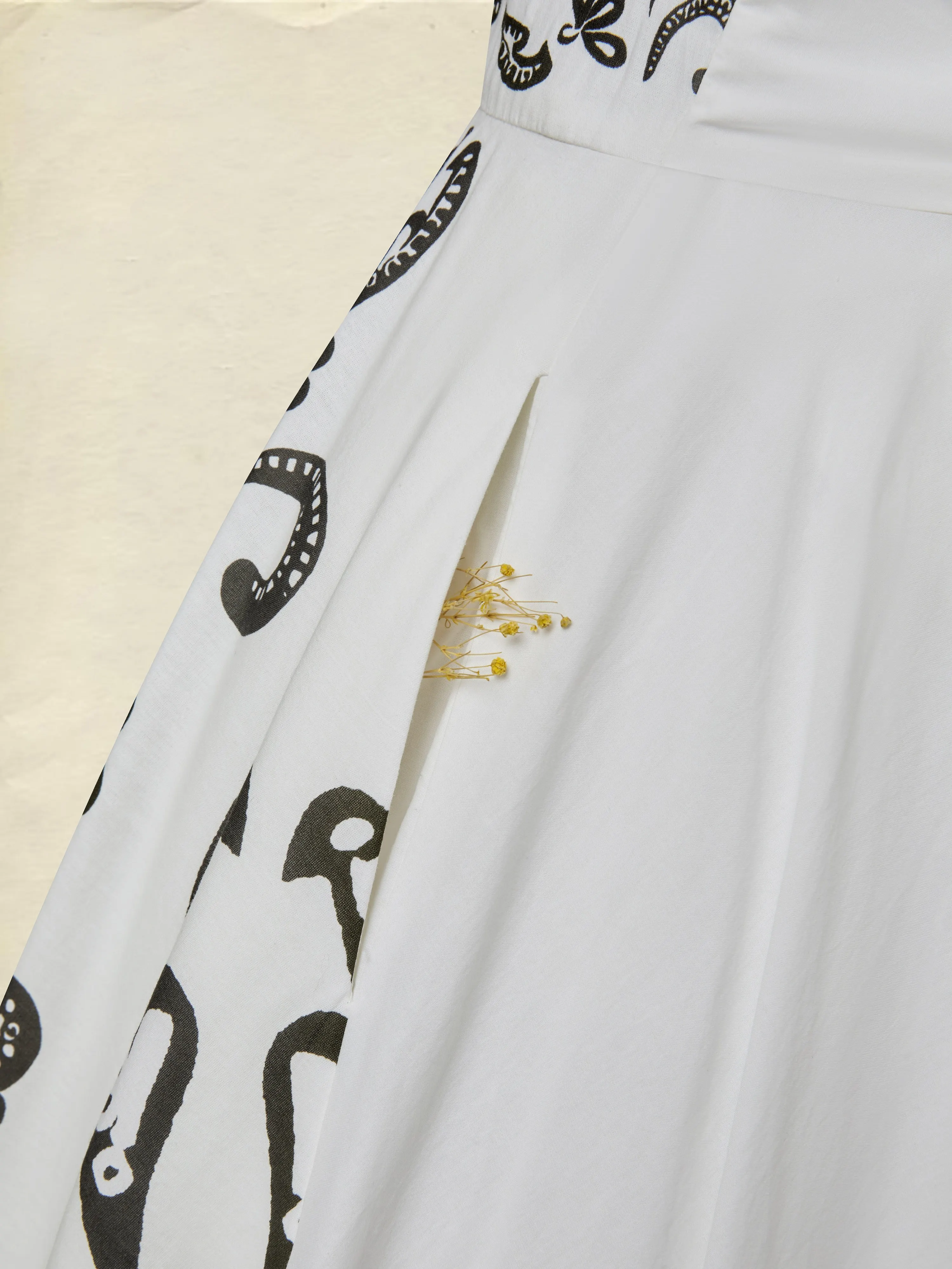 Maxi Cotton Dress, Cap Sleeves, V Neck, Paisley, Lace, Vacation, Vintage, White - White