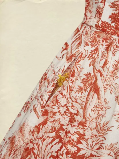 Maxi Linen Dress, Half Sleeve, Shawl Collar, Floral, Button Design, French Vintage, White - White