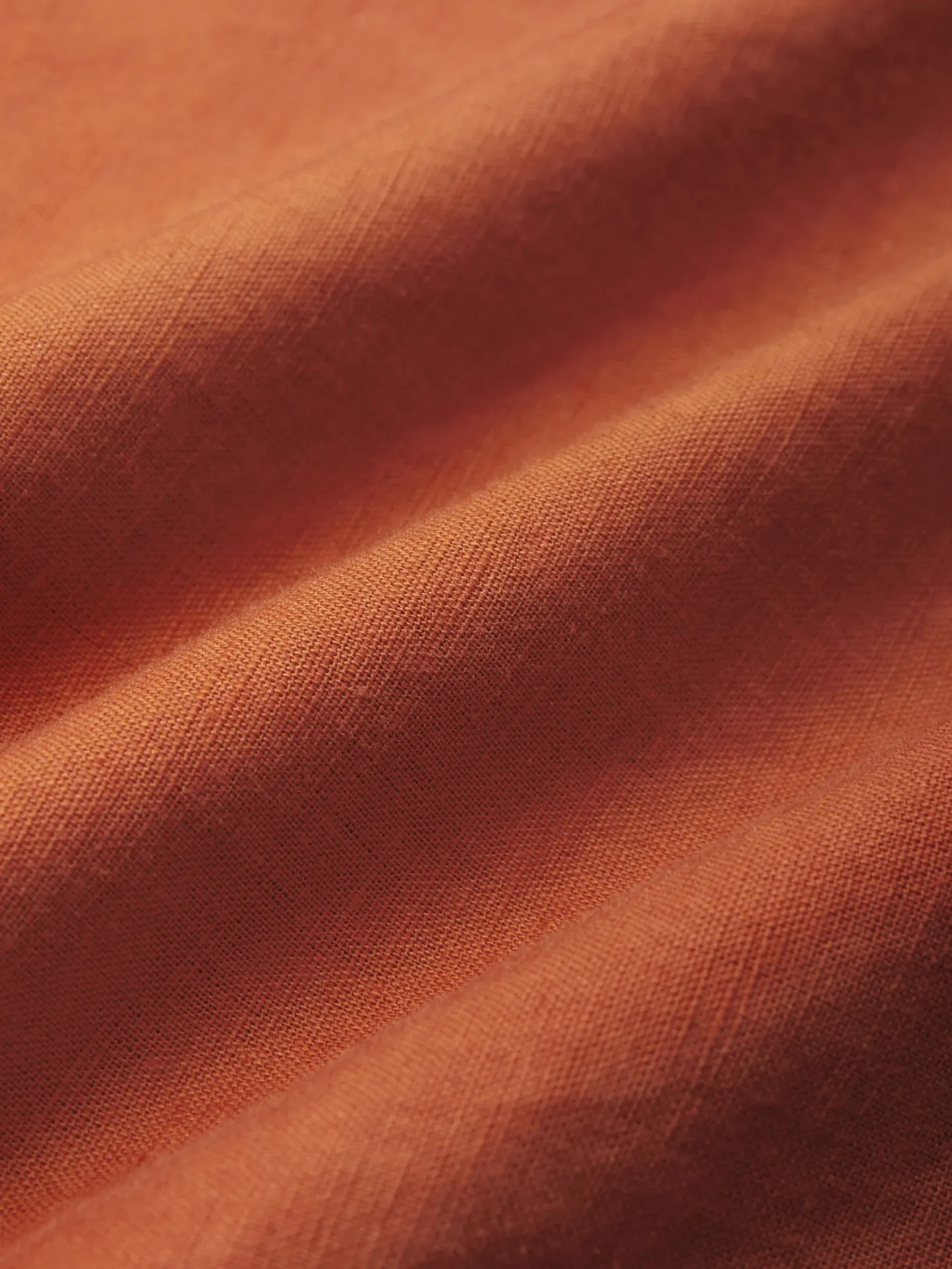Maxi Linen Dress, Long Sleeves, Stand Collar, Shirt Dress, Linen Blend, Orange - Orange Red