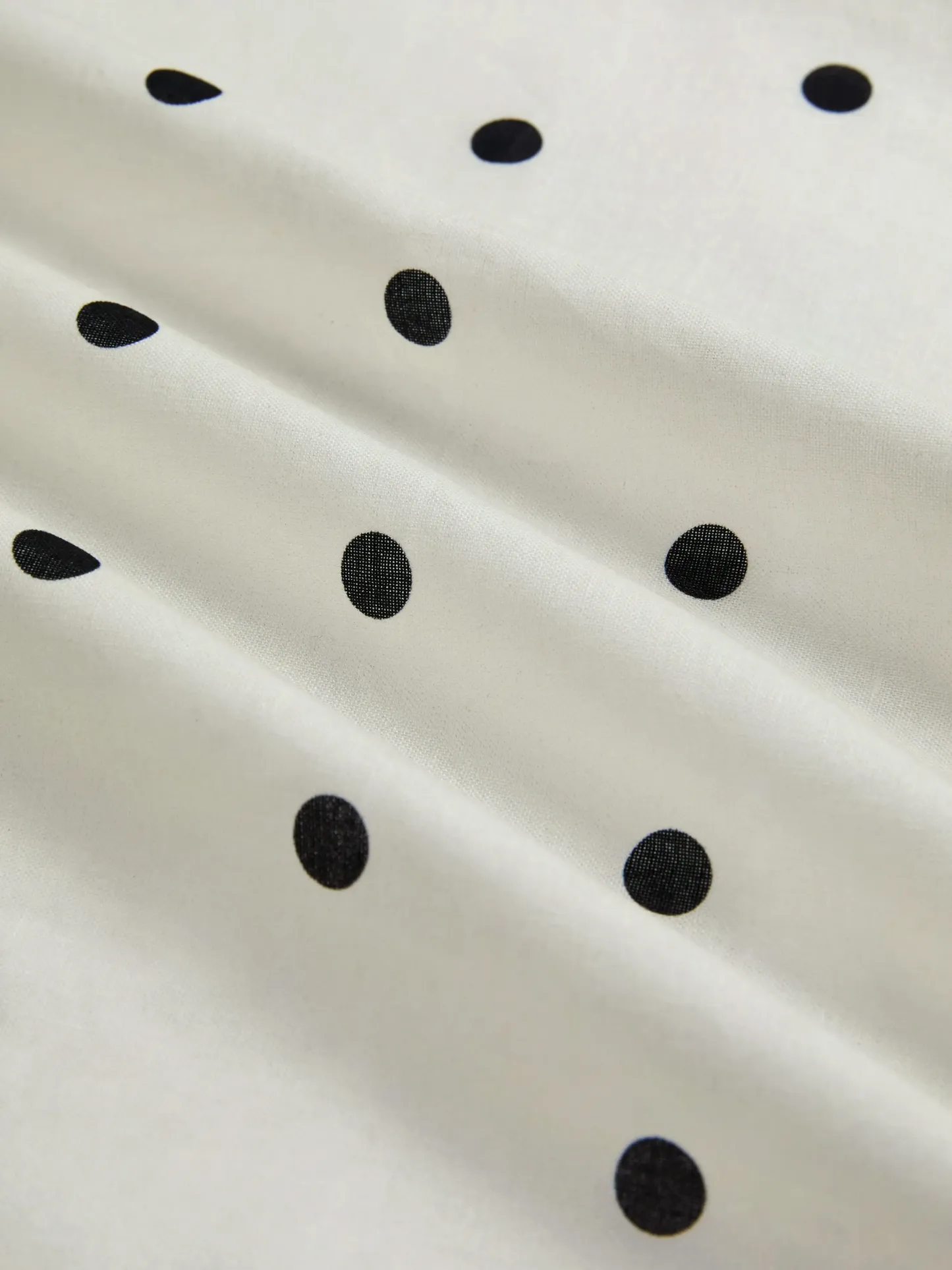 Maxi Linen Dress, Short Sleeves, Shawl Collar, Polka Dots, French Vintage, Off White - Off White