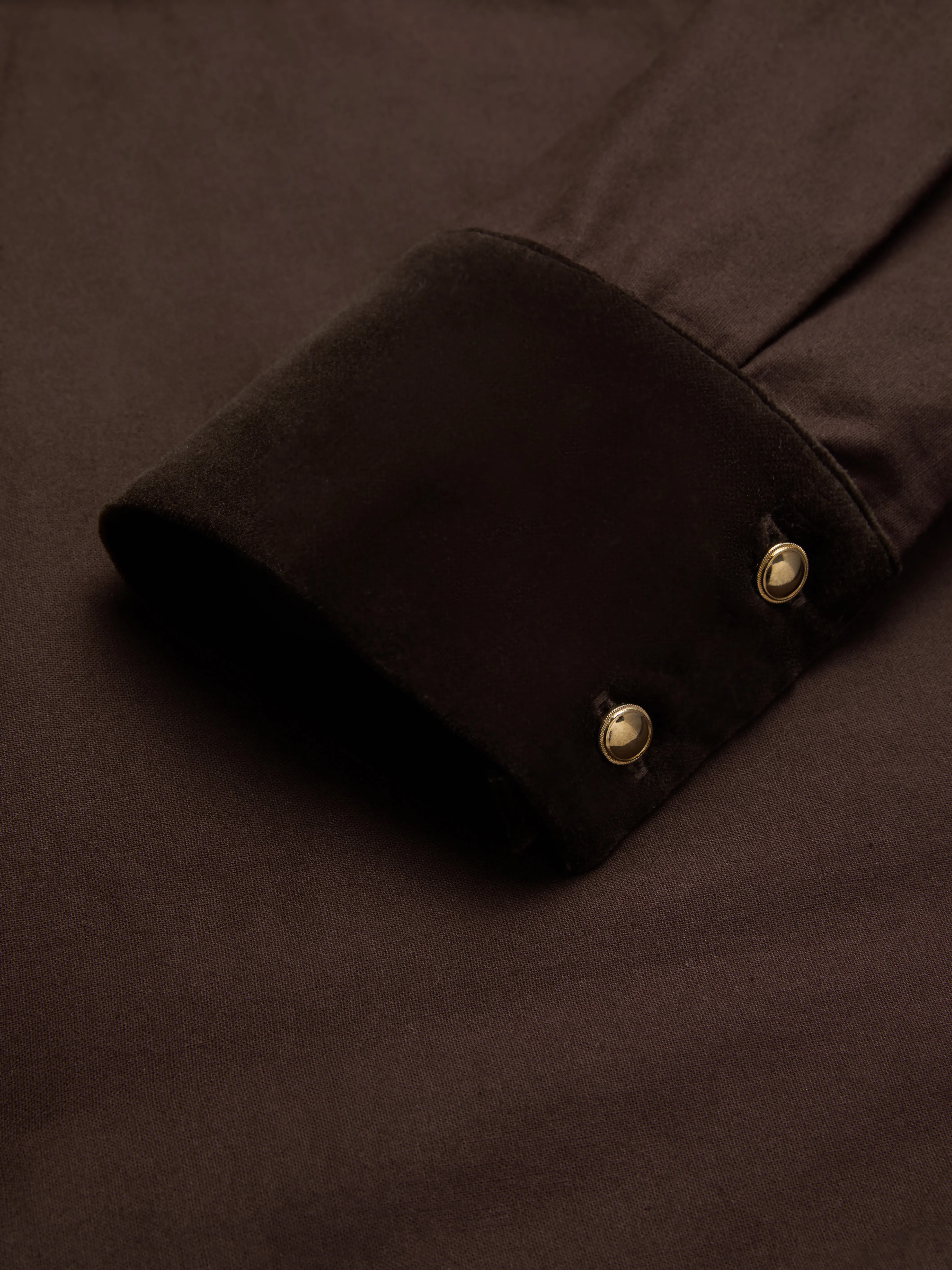 Midi Cotton Dress, Long Sleeves, Shawl Collar, Plain, Belt Design, Vintage, Coffee - Coffee