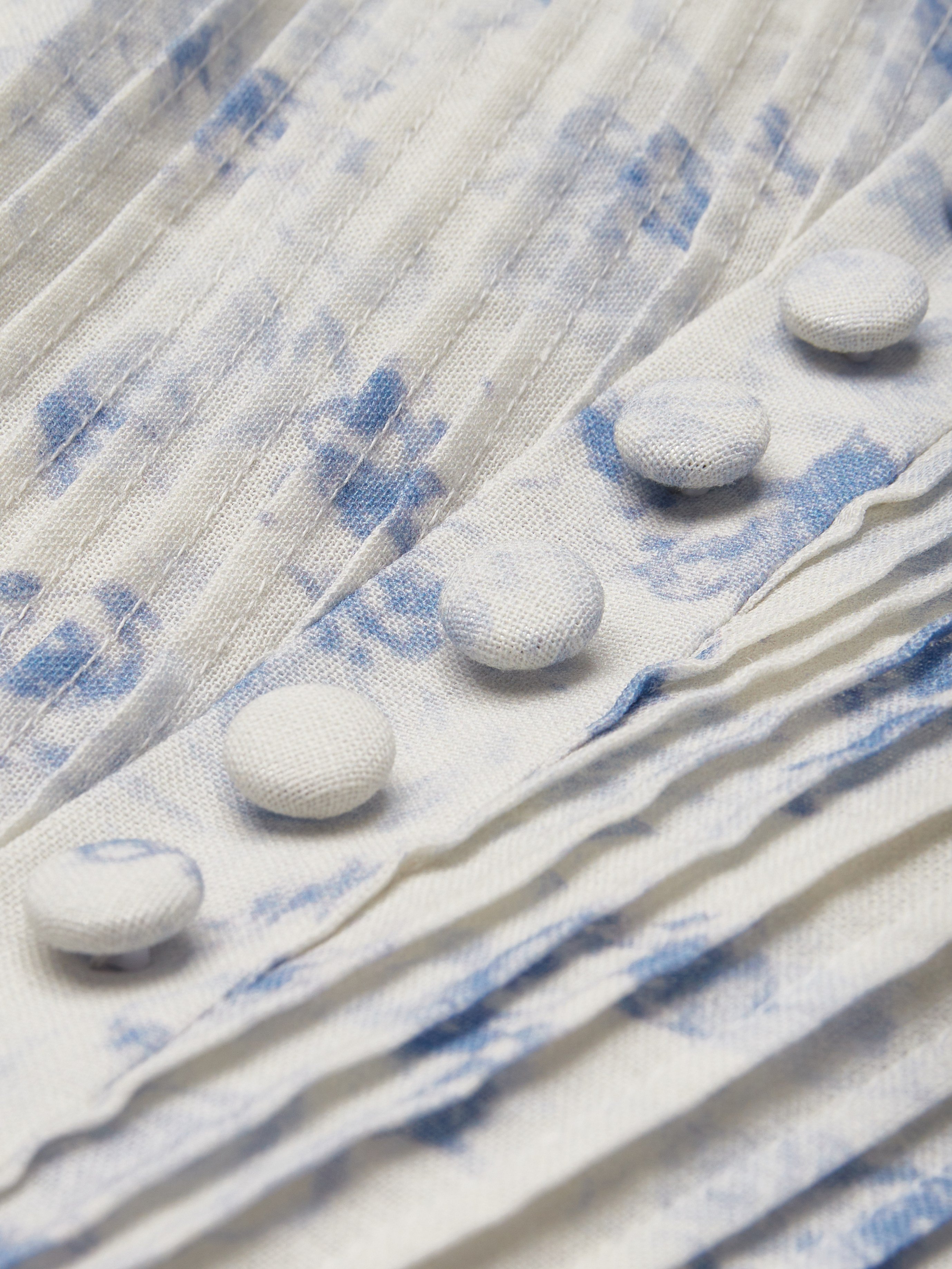Maxi Linen Dress, Half Sleeve, Square Neck, Cottagecore Dress, Linen Blend, Blue - Blue