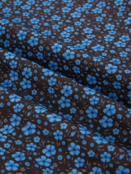 Maxi Cotton Dress, Sleeveless, V Neck, Floral, Lace, Vintage, Blue - Blue