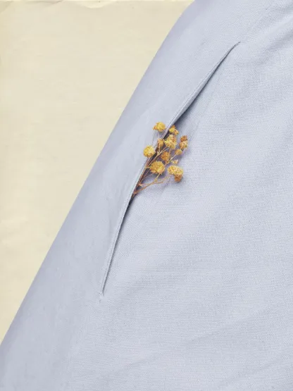 Midi Linen Dress, Half Sleeve, Shawl Collar, Plain, Button Design, French Vintage, lavender - lavender