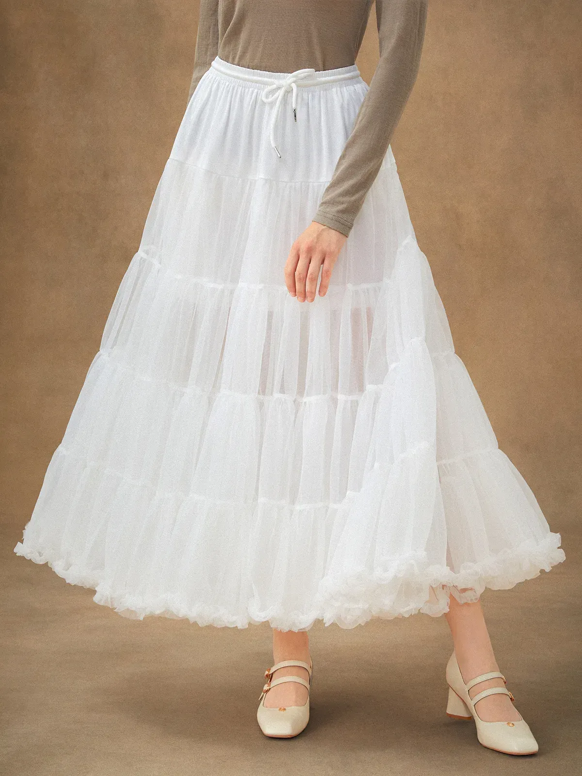 Jane Collection - Multi-Layered Petticoat for Effortless Volume-White - White
