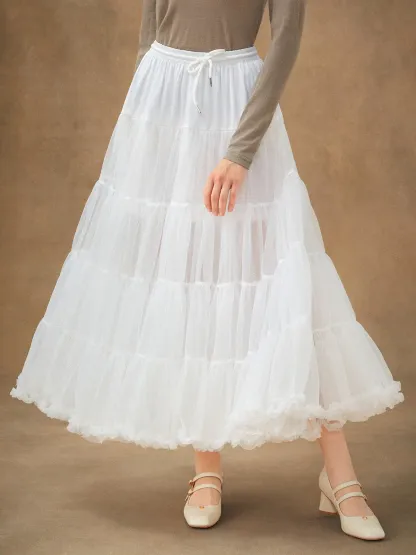 Jane Collection - Multi-Layered Petticoat for Effortless Volume-White - White