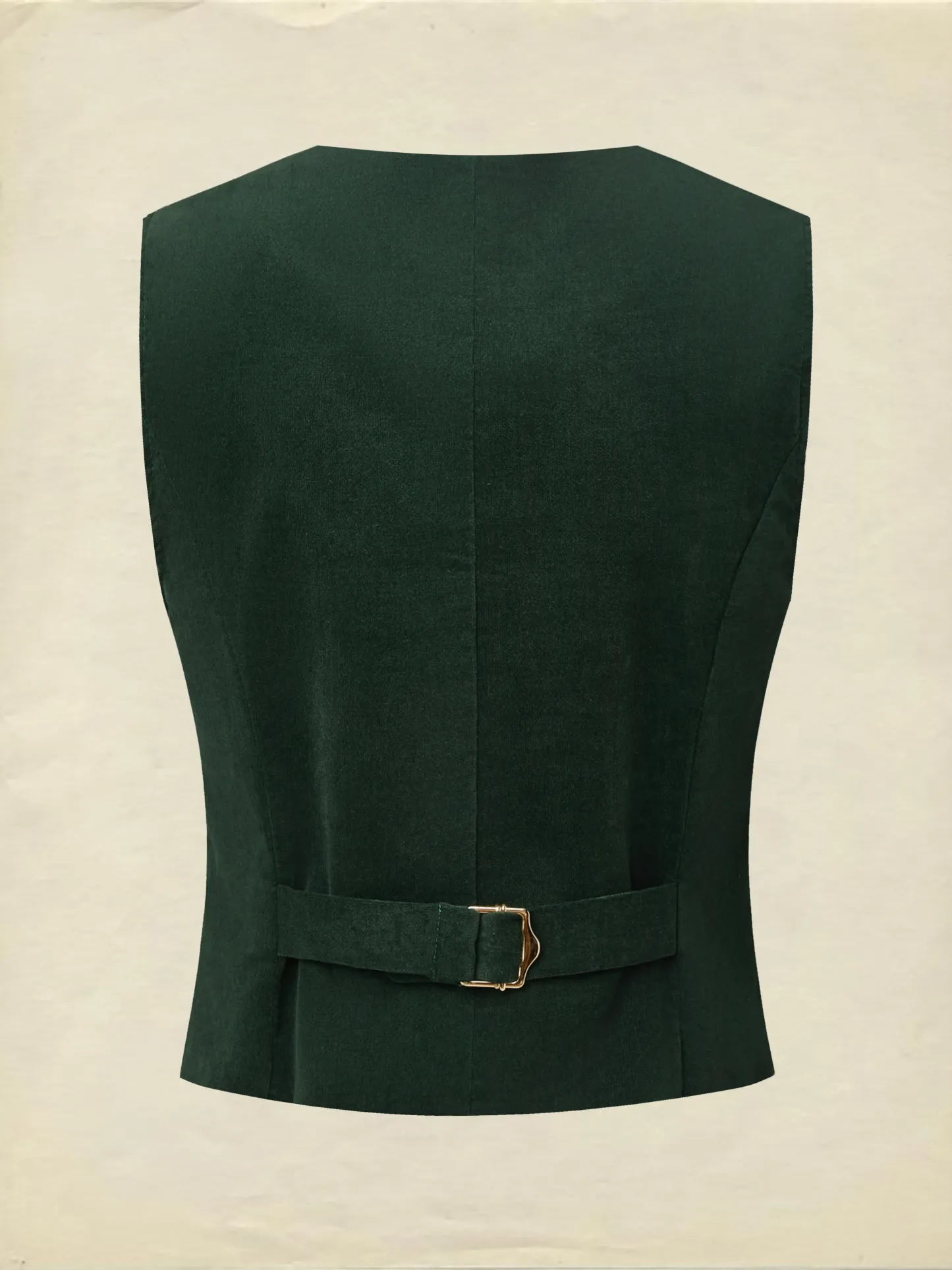 Cotton Vest (Shirt and Skirt Not Included), Sleeveless, V Neck, Plain, Button Design, Vintage, Green - Green