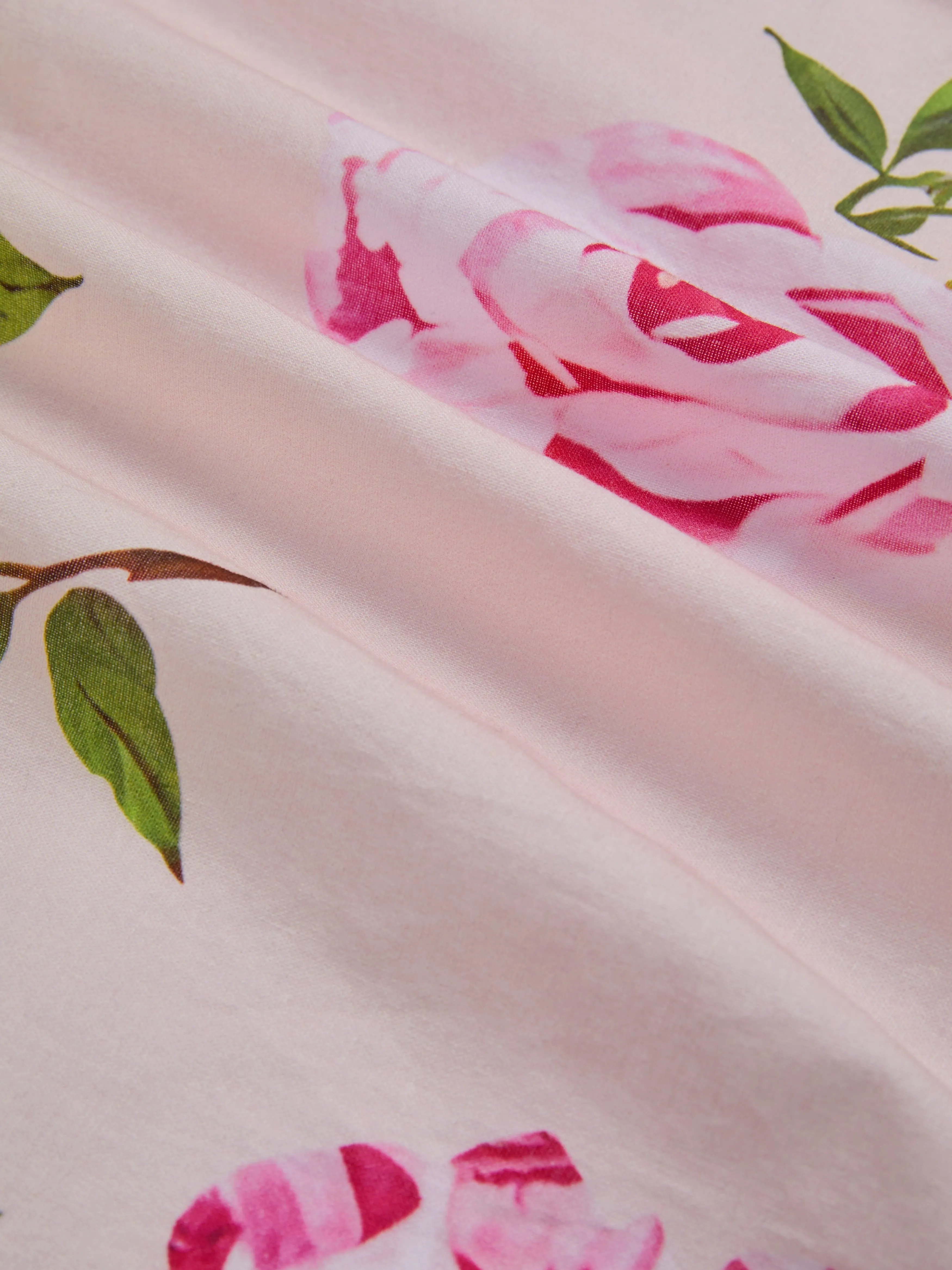 Midi Linen Dress , Long Sleeves, V Neck, Floral, Belt Design, Vacation, Vintage, Light Pink - Light Pink