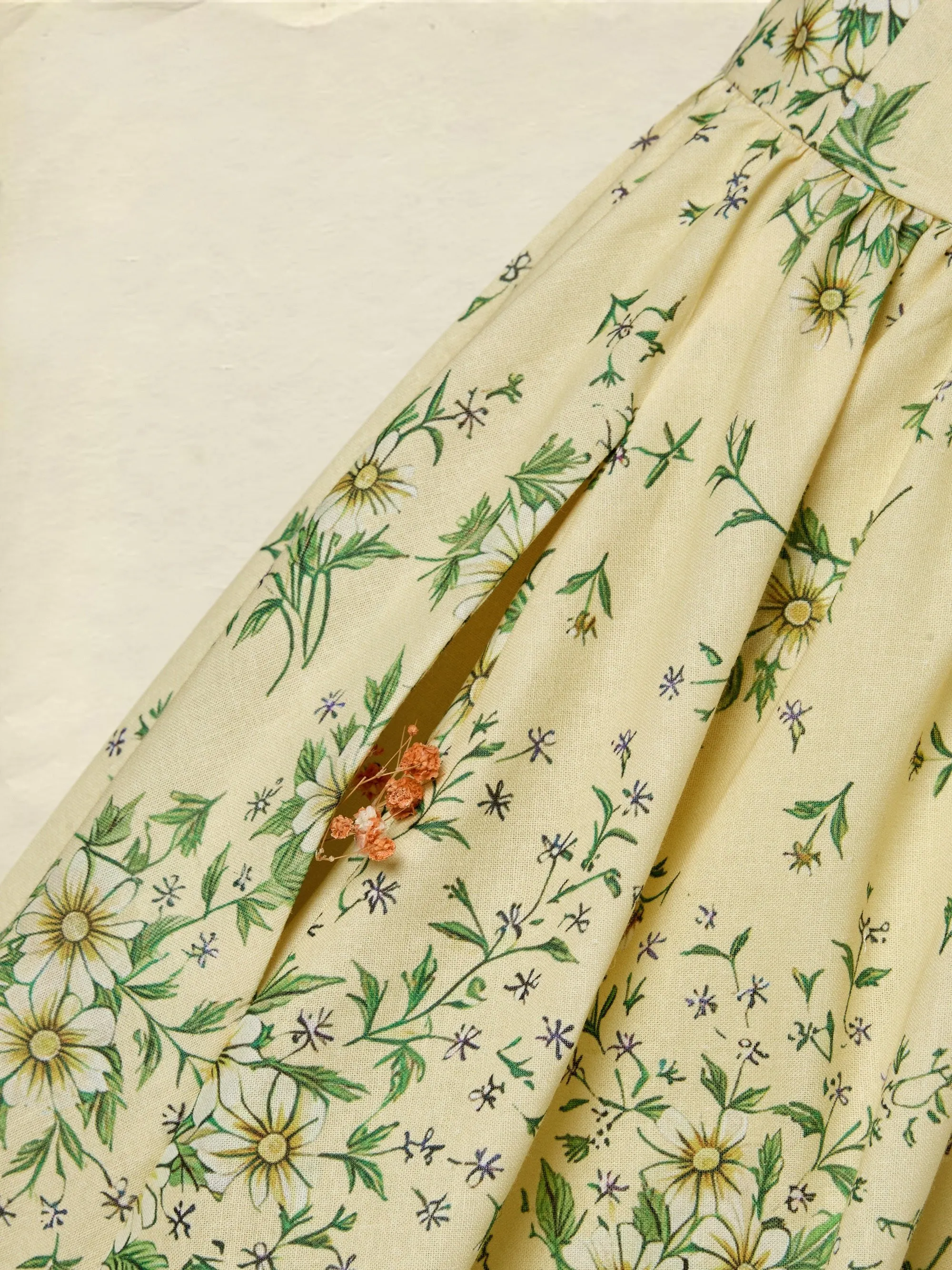 Maxi Cotton Dress, Sleeveless, V Neck, Floral, 3D Floral (Detachable), Vacation, Vintage, Yellow - Yellow