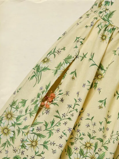Maxi Cotton Dress, Sleeveless, V Neck, Floral, 3D Floral (Detachable), Vacation, Vintage, Yellow - Yellow