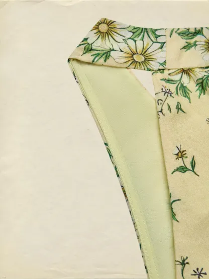 Maxi Cotton Dress, Sleeveless, V Neck, Floral, 3D Floral (Detachable), Vacation, Vintage, Yellow - Yellow