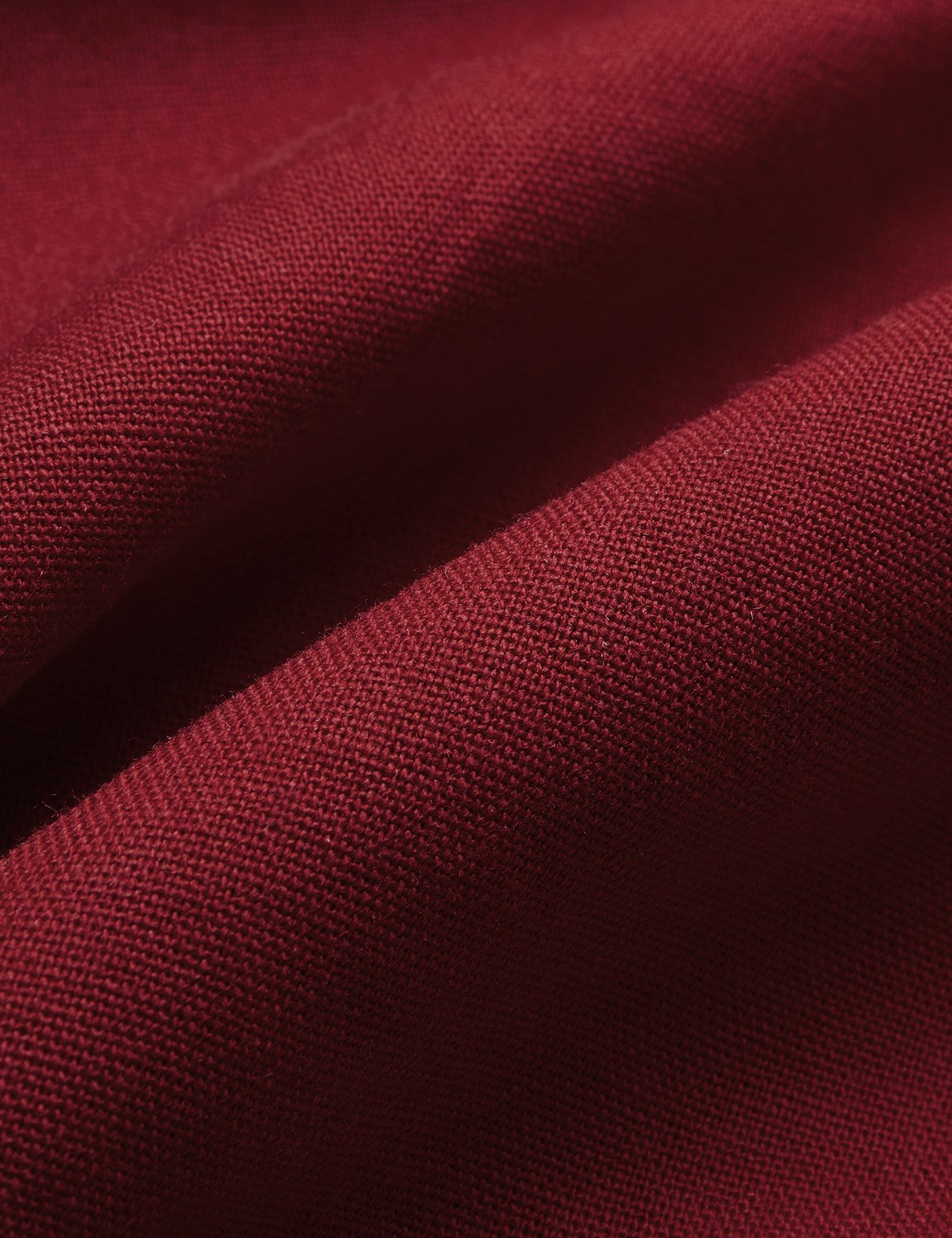 Maxi Linen Dress, Long Sleeves, V Neck, Plain, Button Design, Vintage, Deep Red - Deep Red