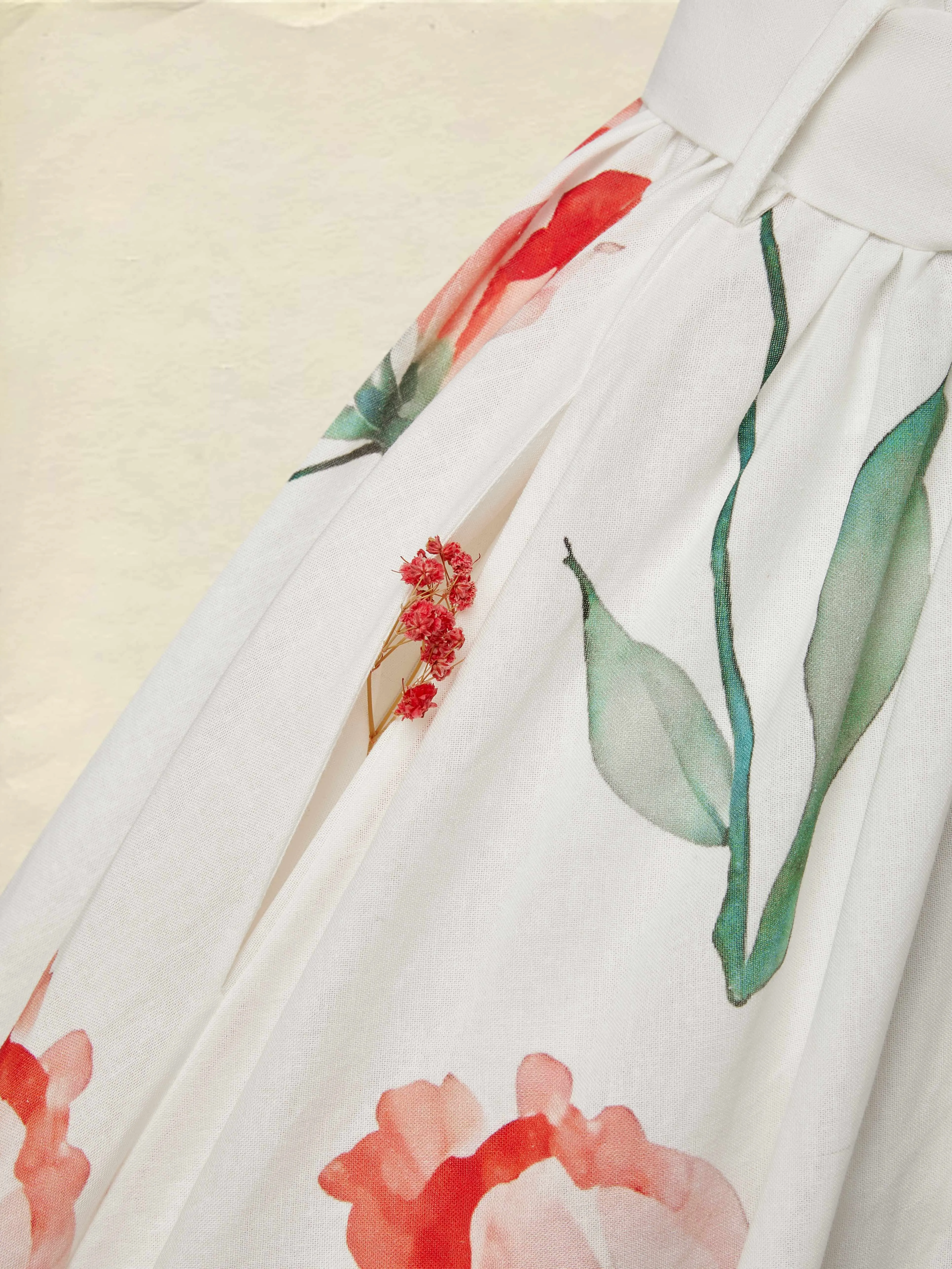 Maxi Linen Dress , Sleeveless, V Neck, Floral, Lace, Vacation, Vintage, Coral - Coral