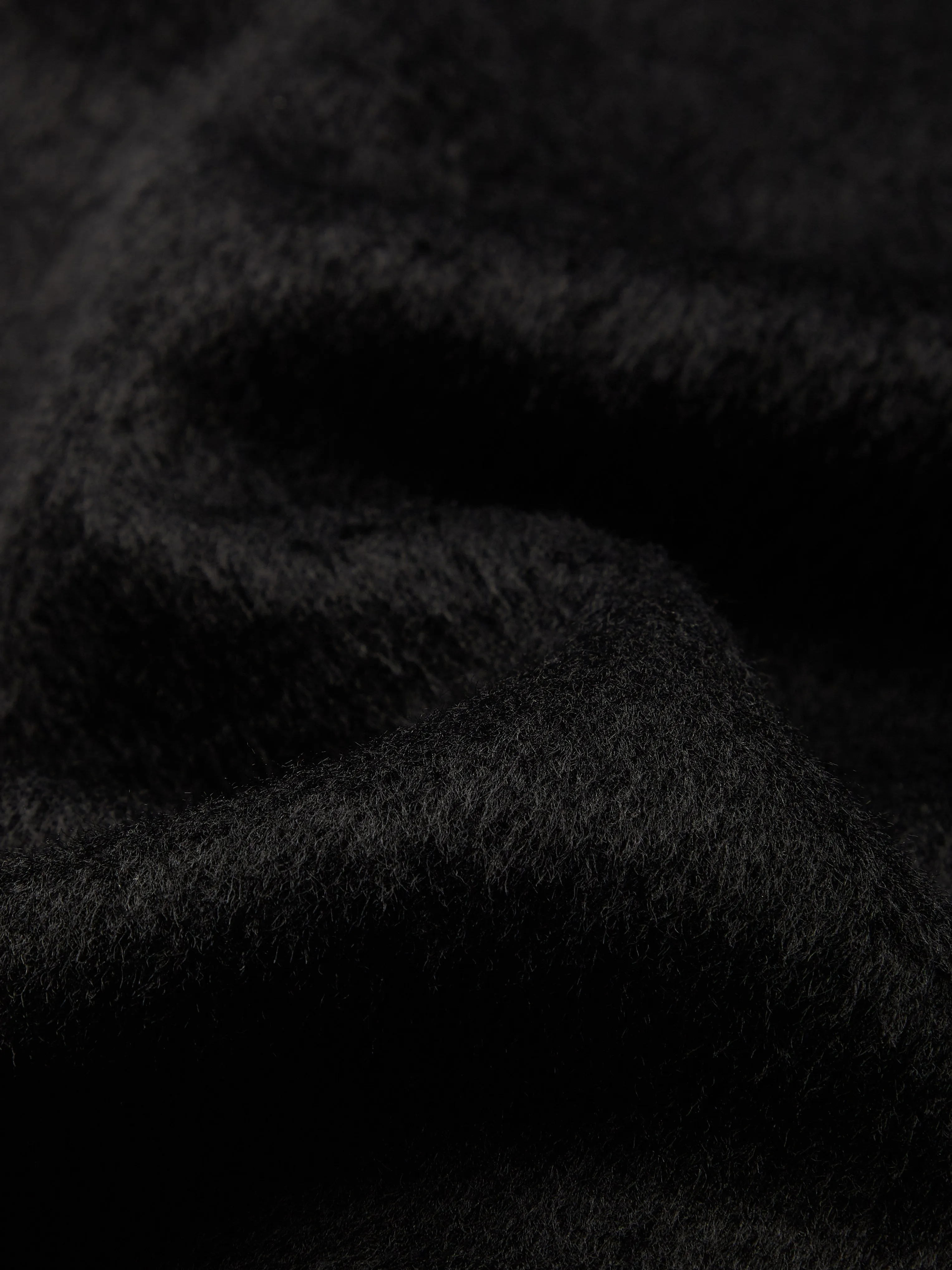 Wool Trench Coat, Long Sleeves, Lapel Collar, Plain, Button Design, Vintage, Black - Black