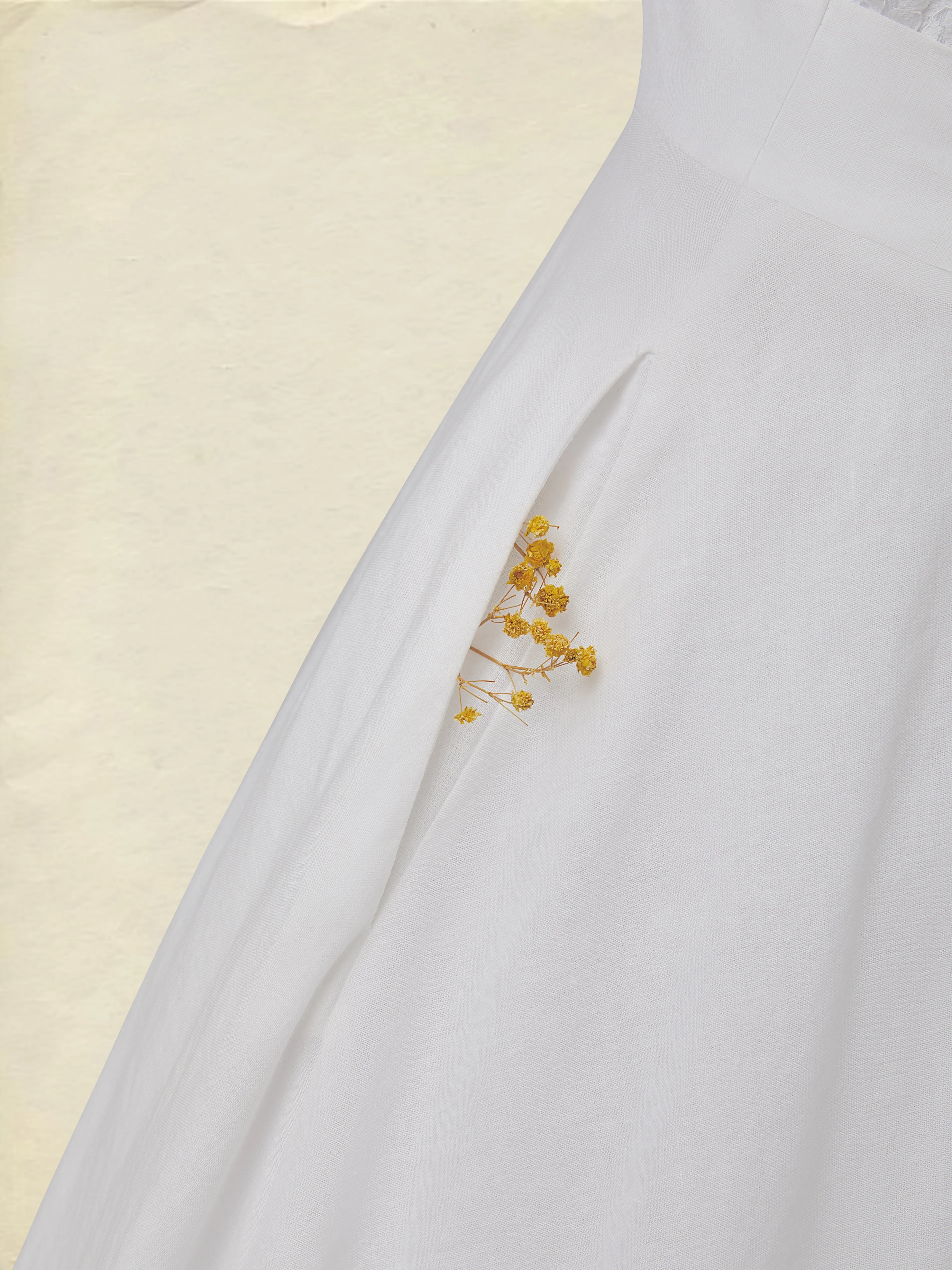 Midi Cotton Dress, Short Sleeves, Plain, Lace, Vacation, Vintage, White - White