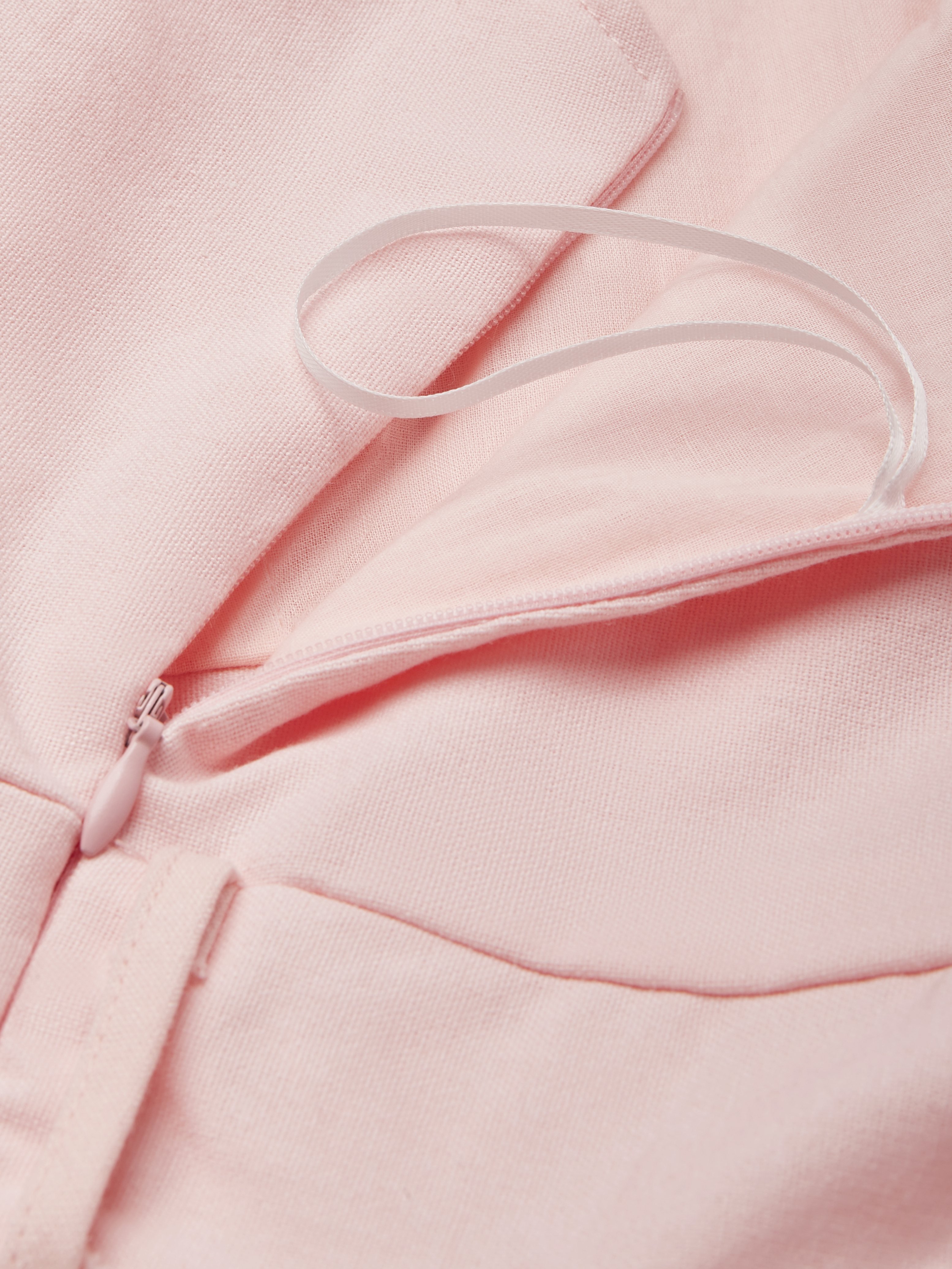 Maxi Cotton Dress , Sleeveless, One shoulder, Plain, Belt Design, Vintage, Light Pink - mint
