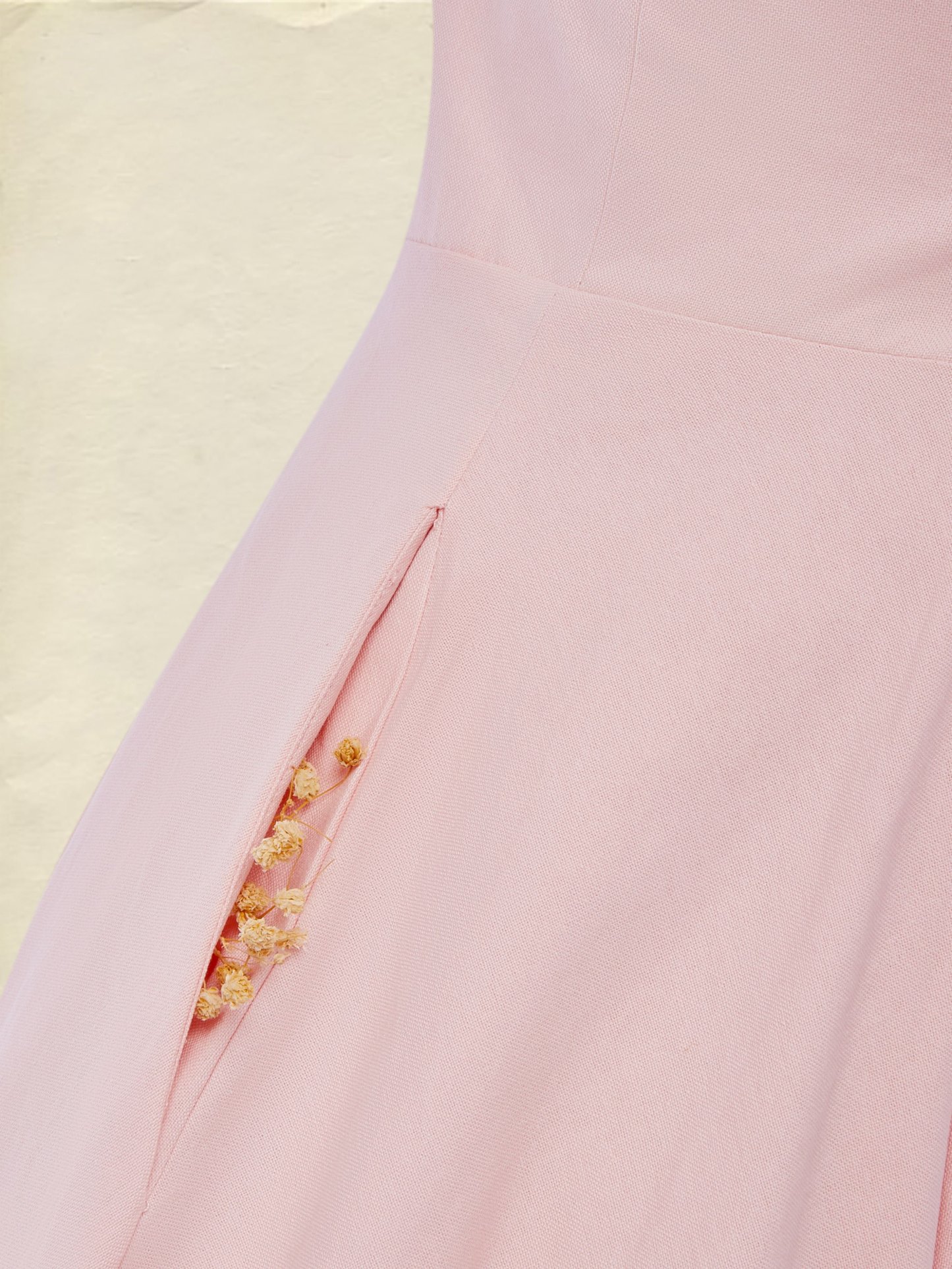 Maxi Cotton Dress Set, Half Sleeve, Round Neck, Floral, Pocket Design, French Vintage, Light Pink - Light Pink