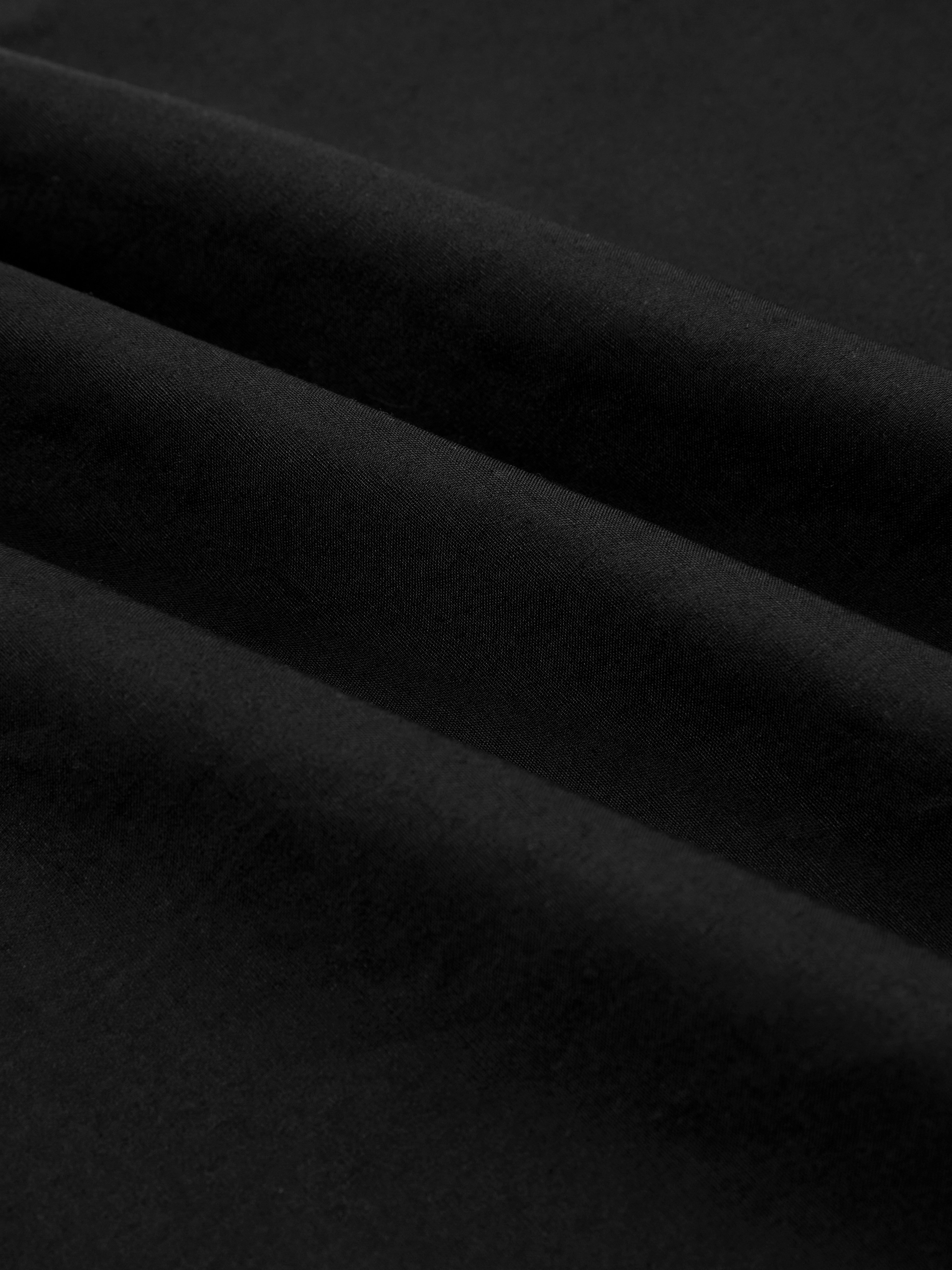 Maxi Cotton Dress, Sleeveless, V Neck, Plain, French Vintage, Black - Black
