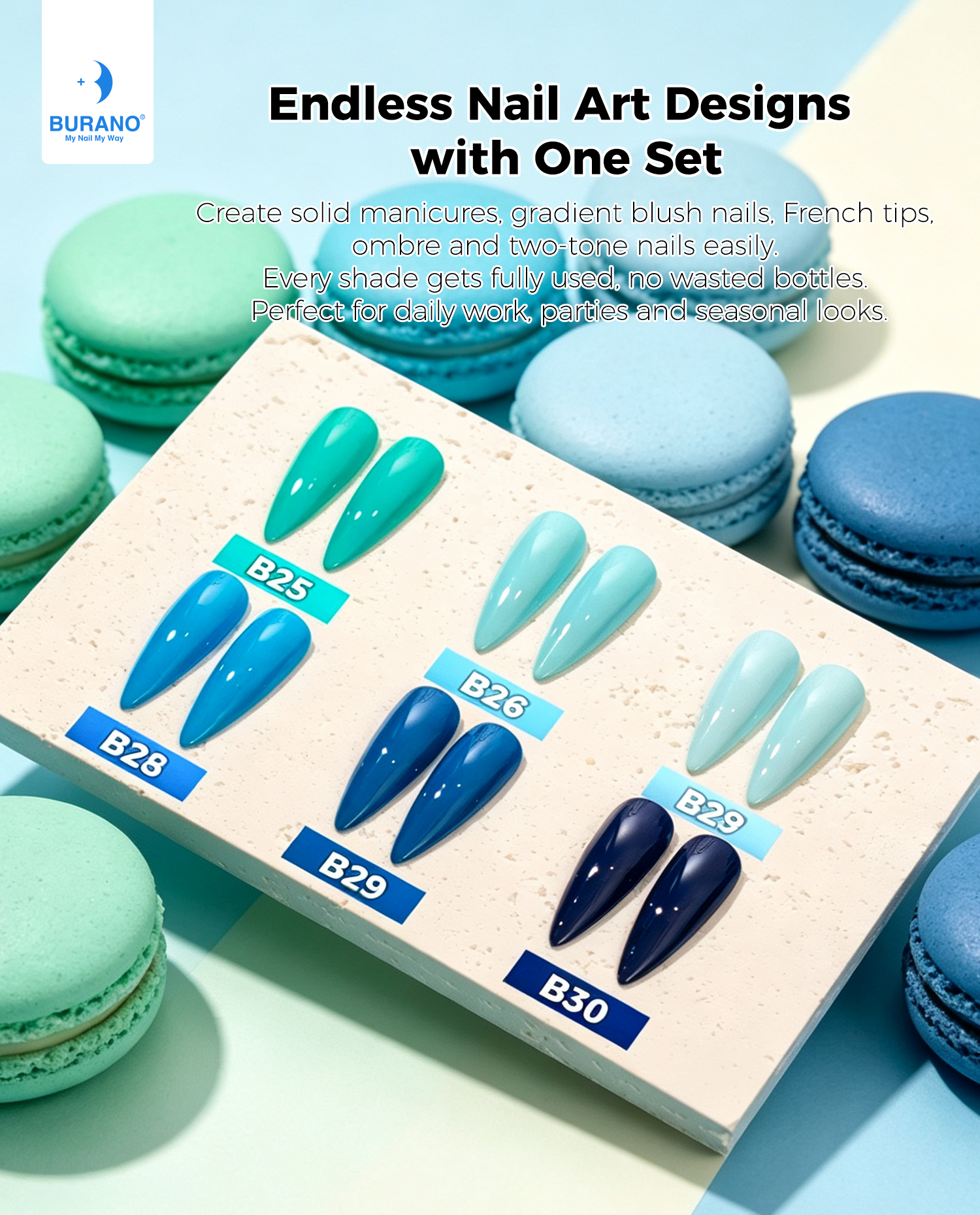 BURANO Gel Nail Polish Blue Set