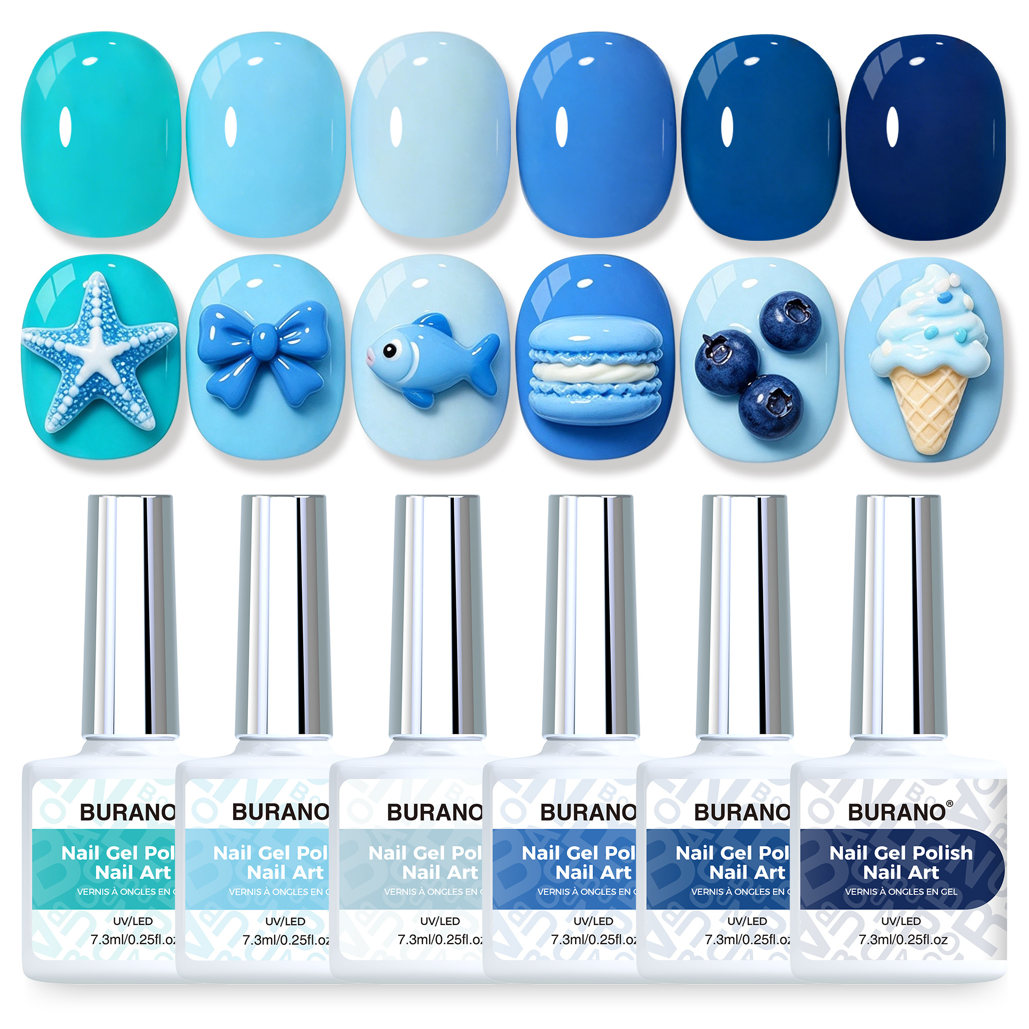 BURANO Gel Nail Polish Blue Set