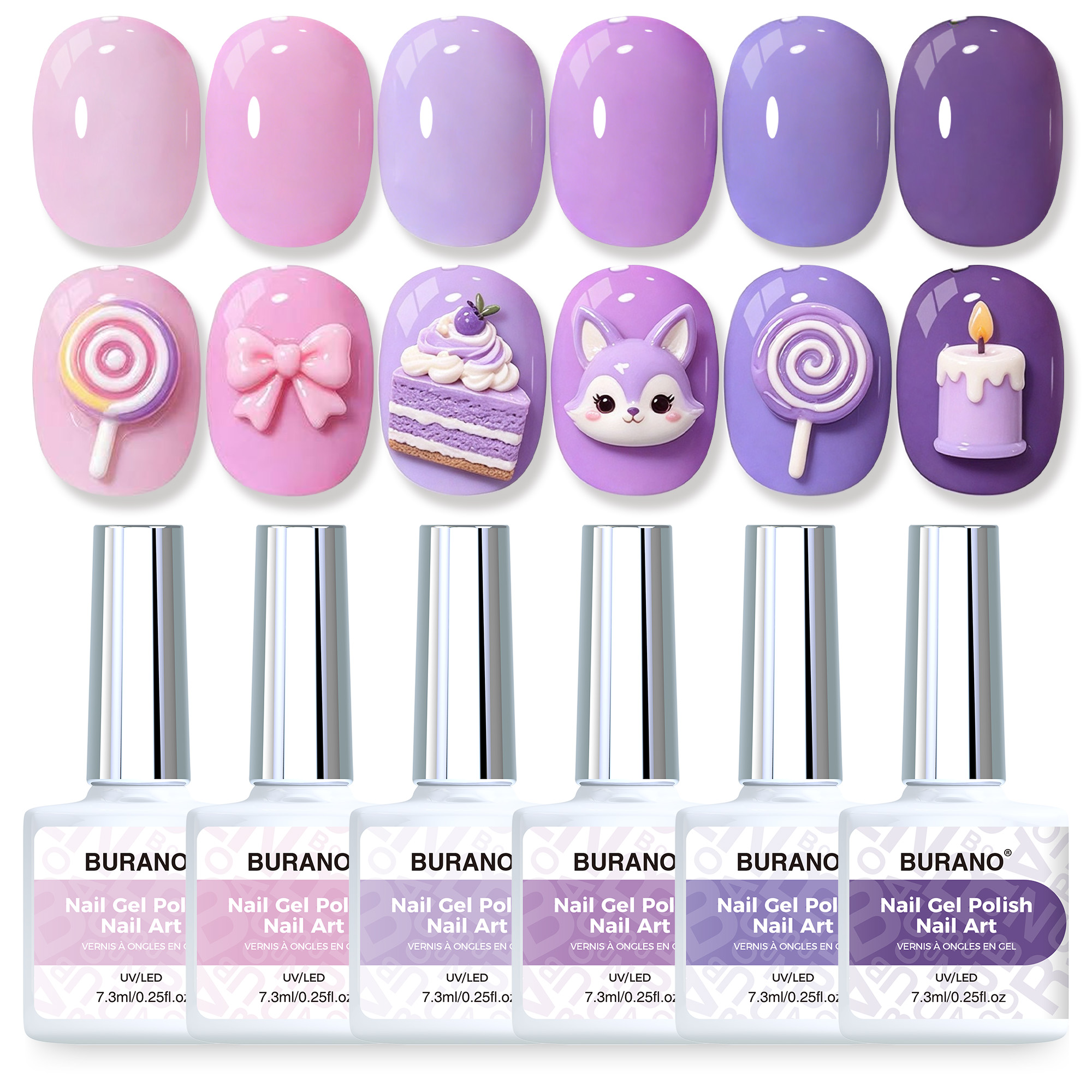 BURANO Gel Nail Polish Purple Set