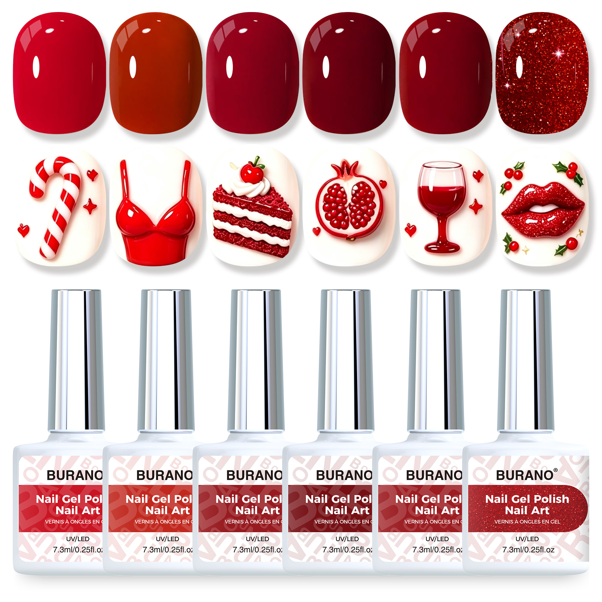 BURANO Gel Nail Polish Red Set