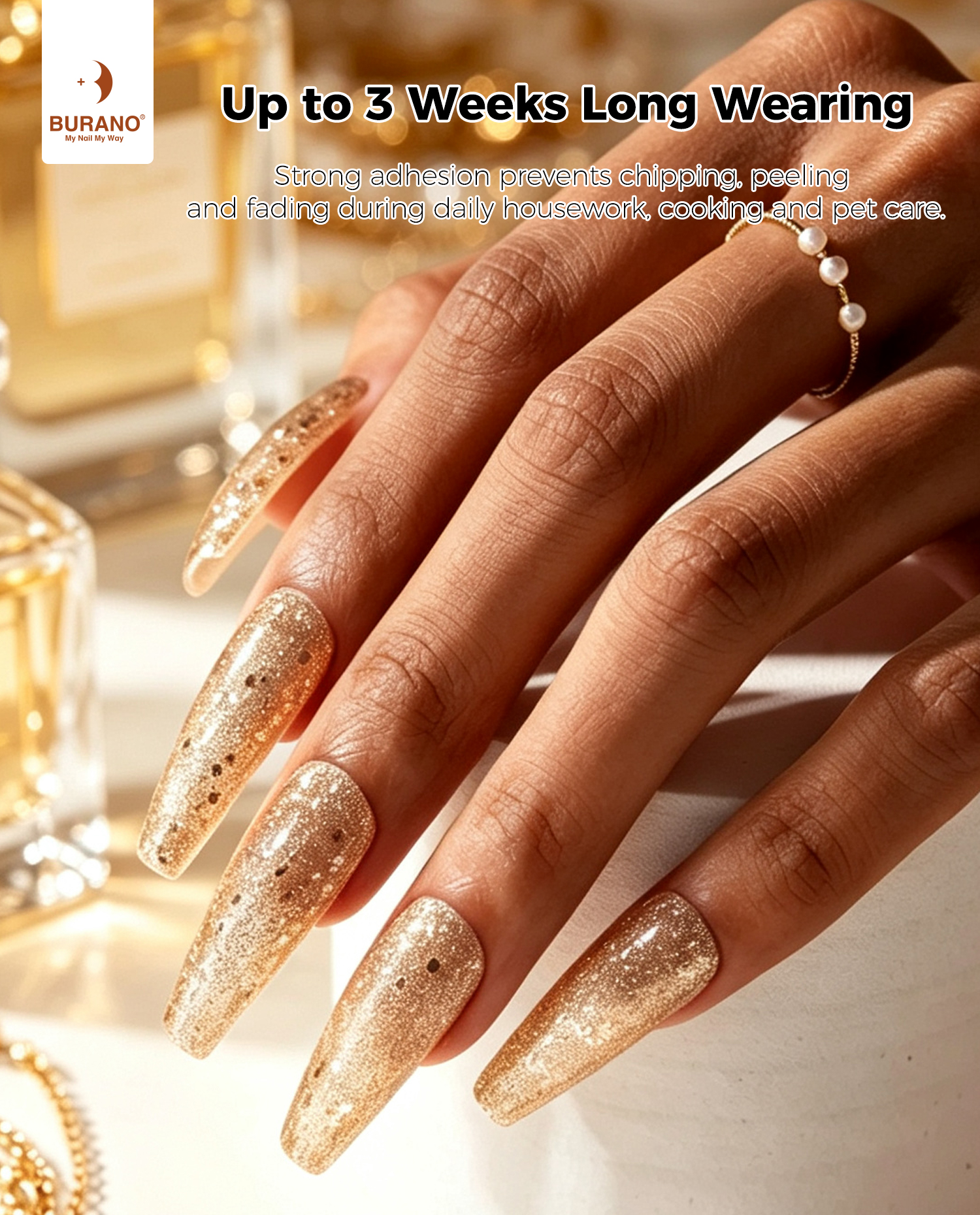 BURANO Platinum Gold Glitter Gel Nail Polish Fall Winter Gel Polish BZ5