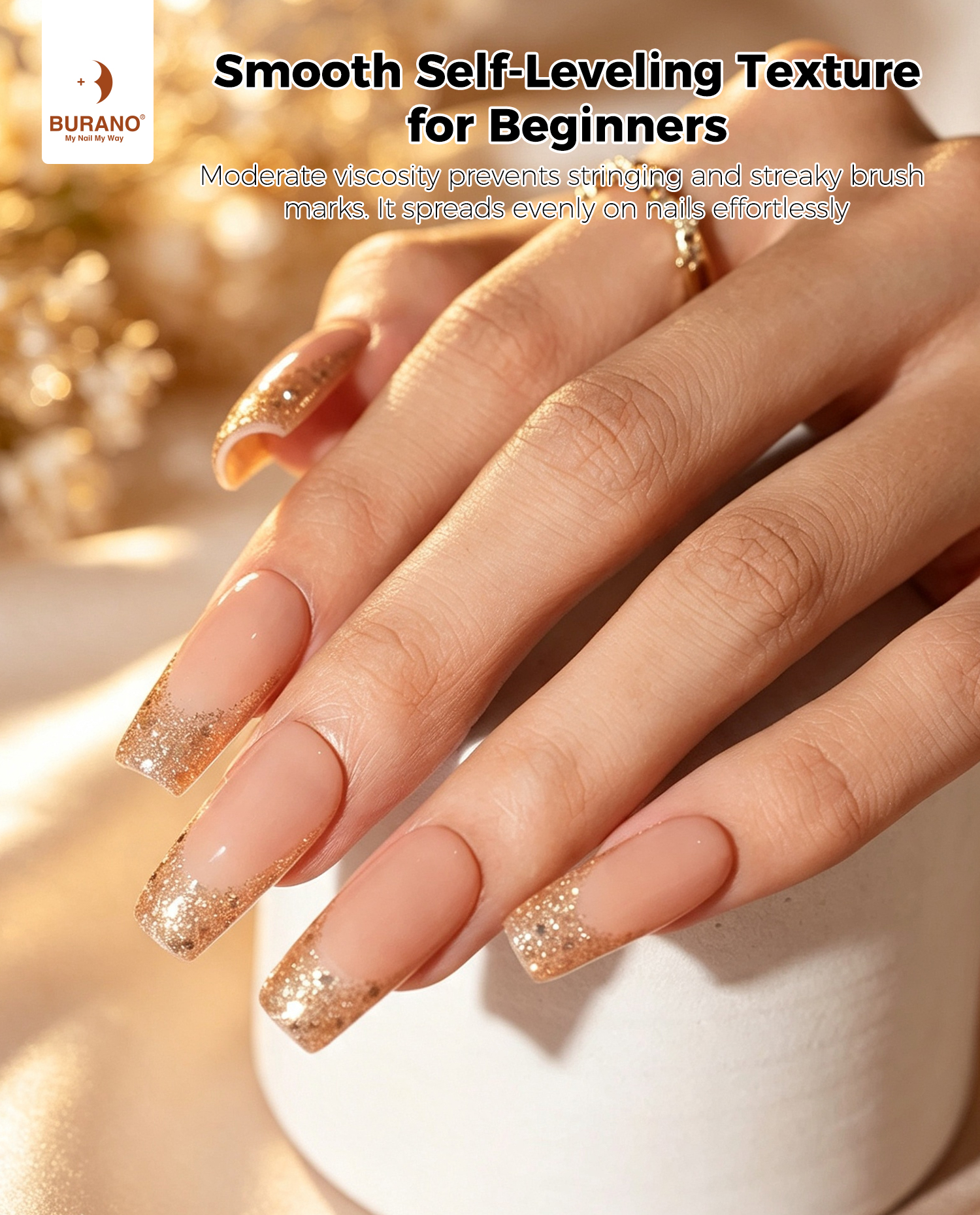 BURANO Platinum Gold Glitter Gel Nail Polish Fall Winter Gel Polish BZ5