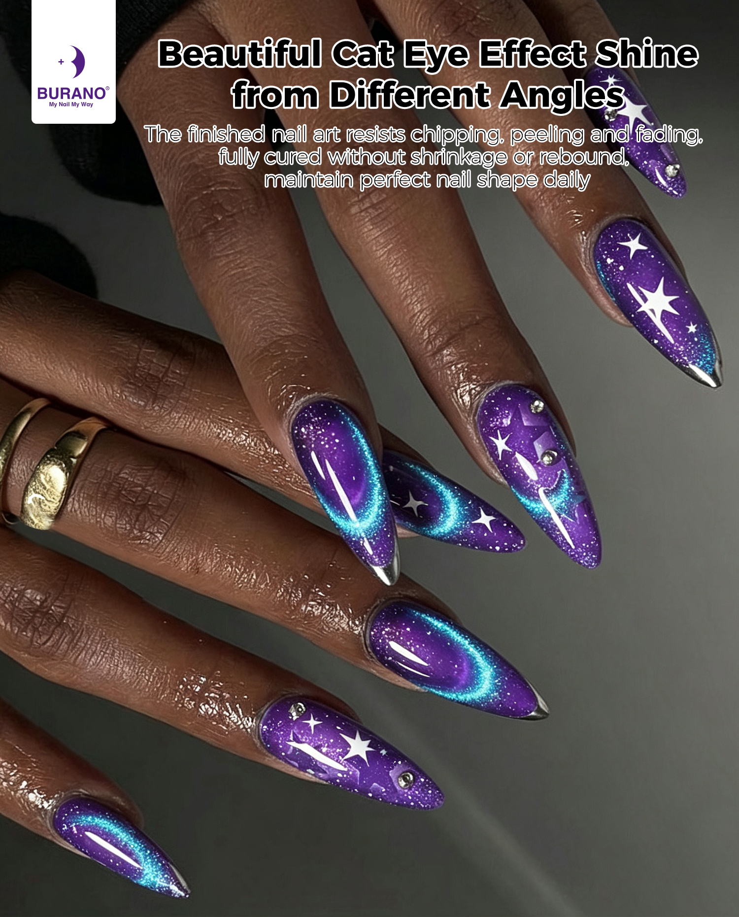BURANO Magnetic Cat Eye Gel Nail Polish Set 6Pcs Holographic Gel CZ3-13