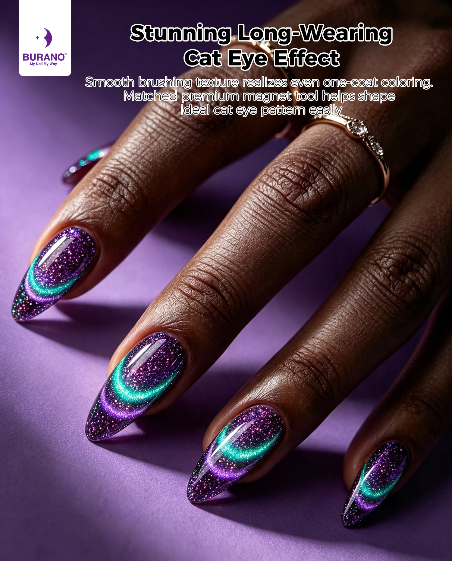 BURANO Magnetic Cat Eye Gel Nail Polish Set 6Pcs Holographic Gel