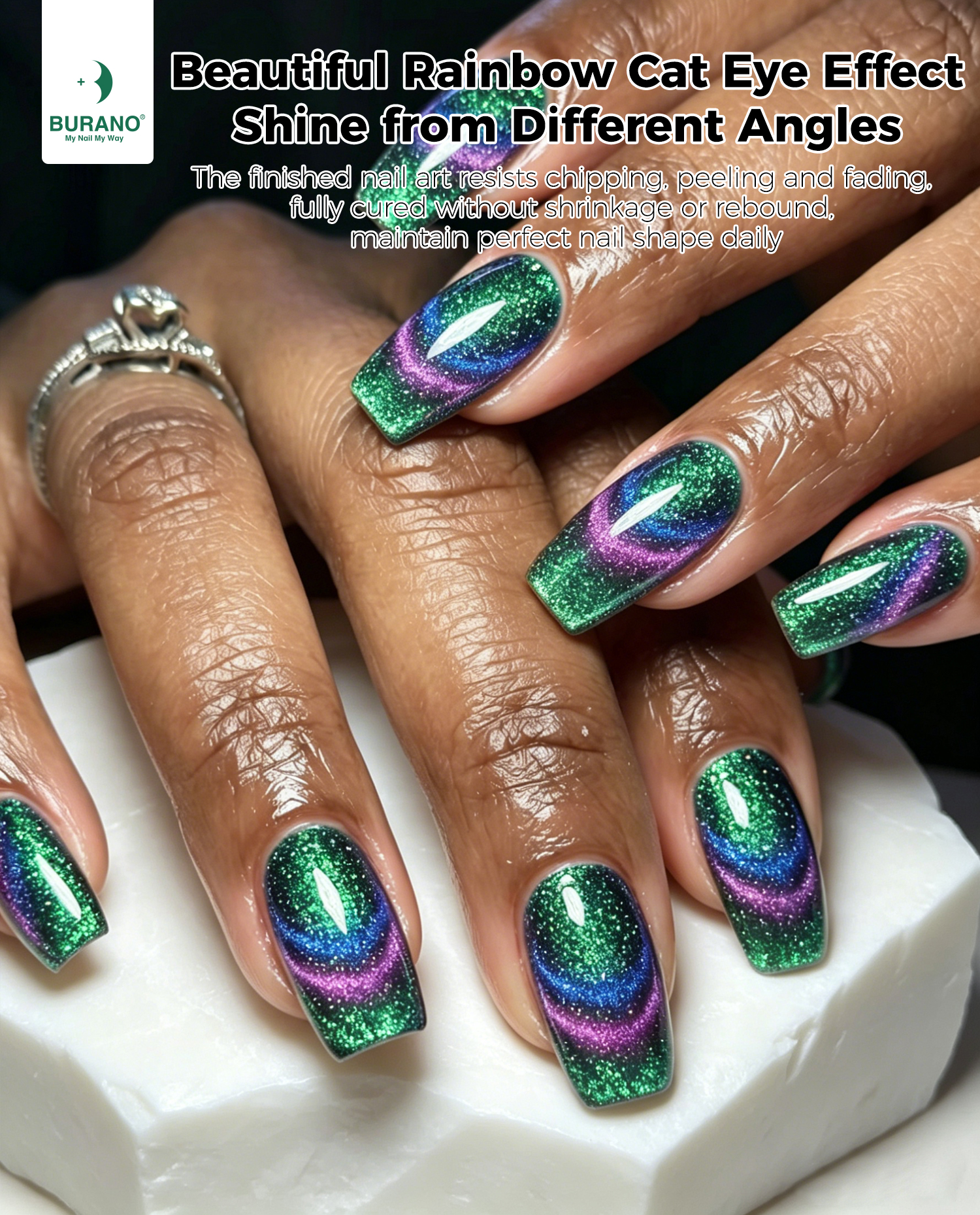 BURANO Magnetic Cat Eye Gel Nail Polish Set 6Pcs Holographic Gel CC1-7