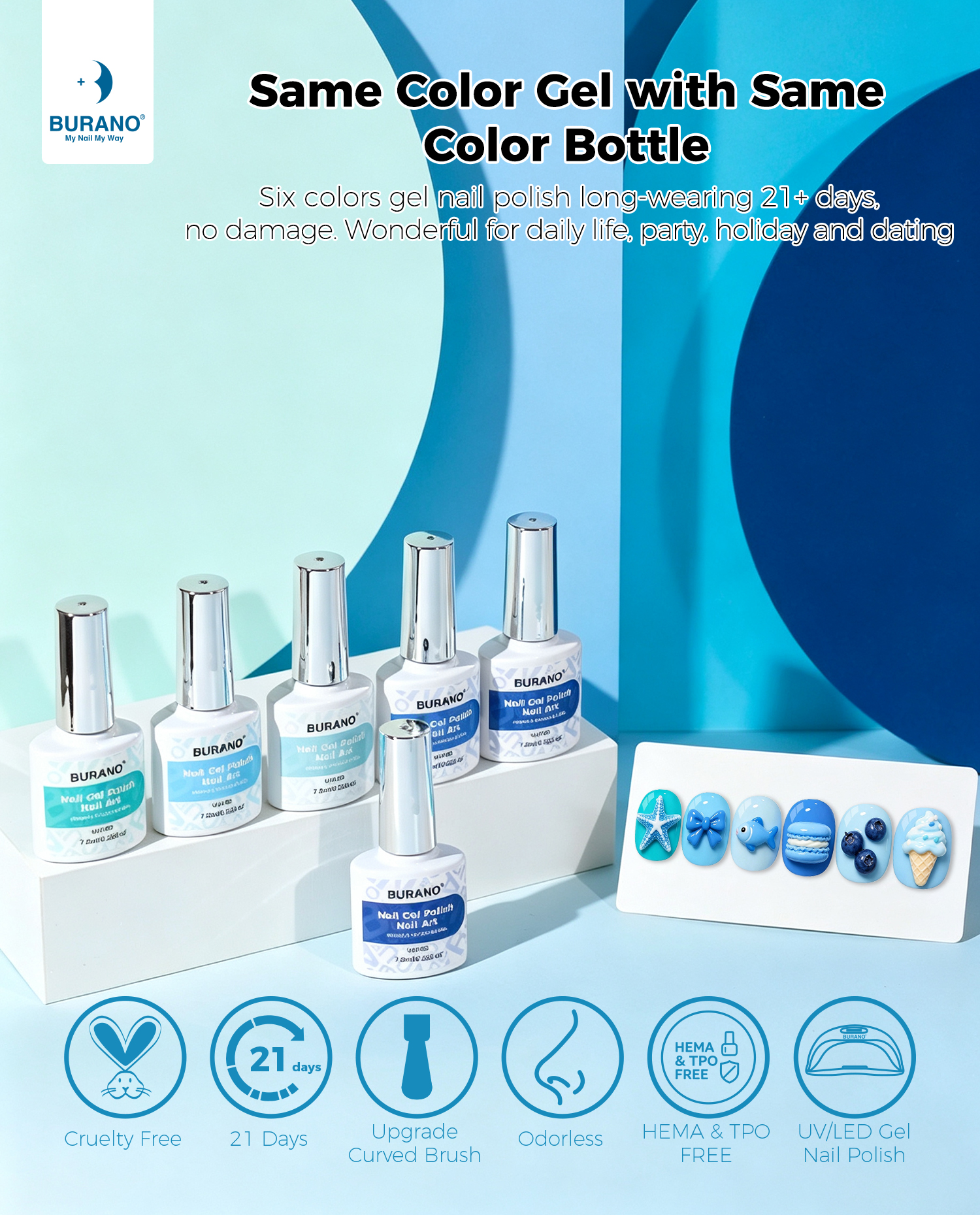 BURANO Gel Nail Polish Blue Set