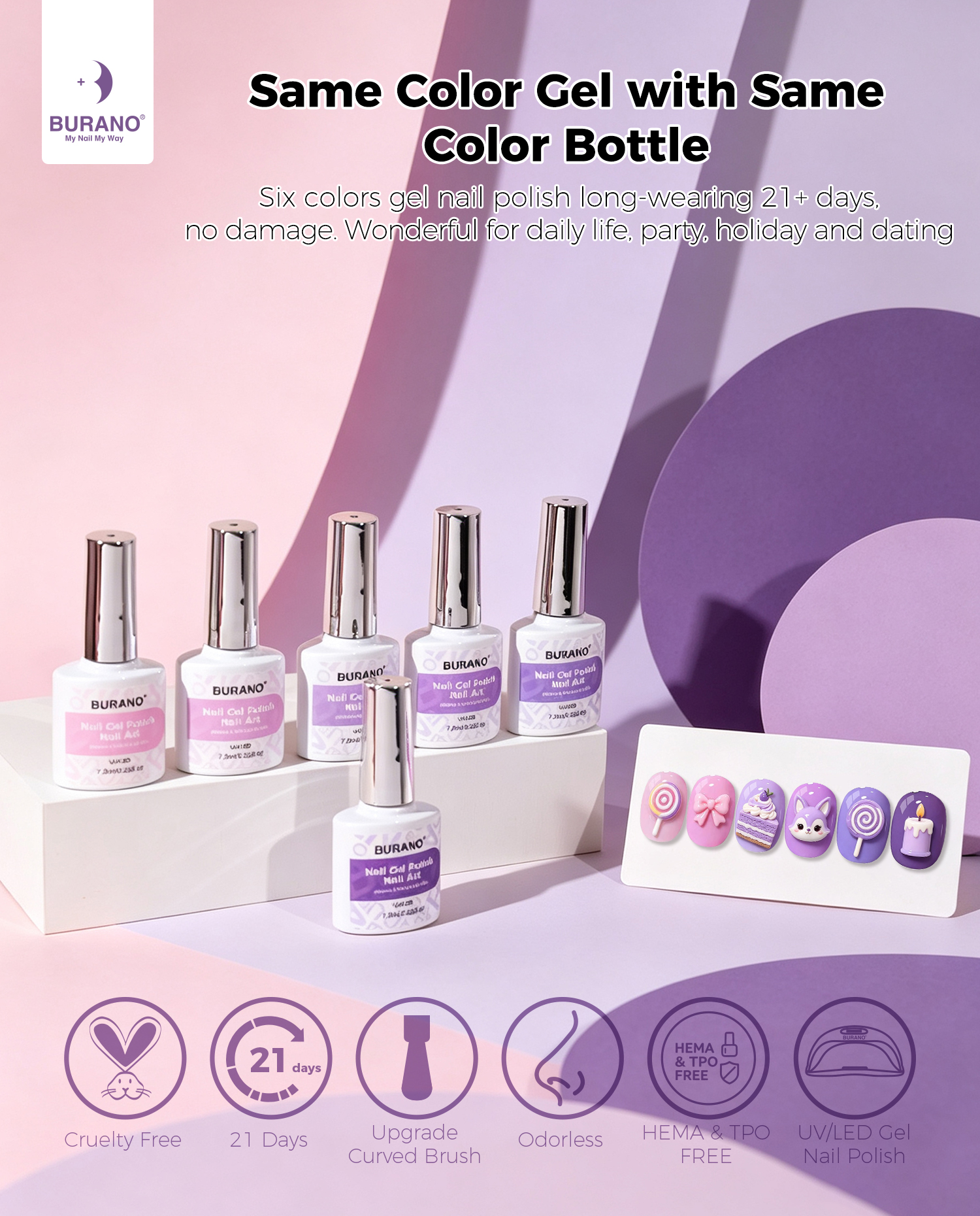 BURANO Gel Nail Polish Purple Set
