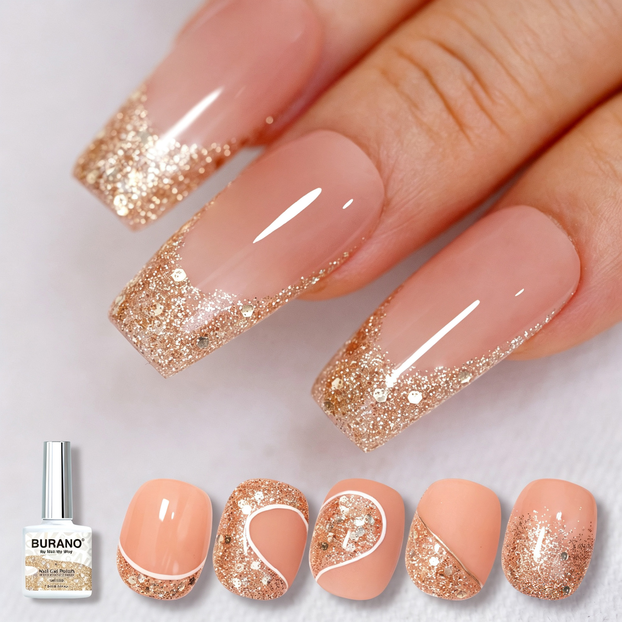 BURANO Platinum Gold Glitter Gel Nail Polish Fall Winter Gel Polish BZ5