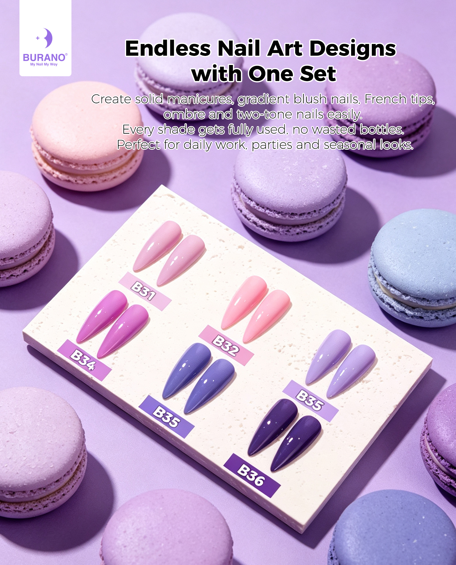 BURANO Gel Nail Polish Purple Set