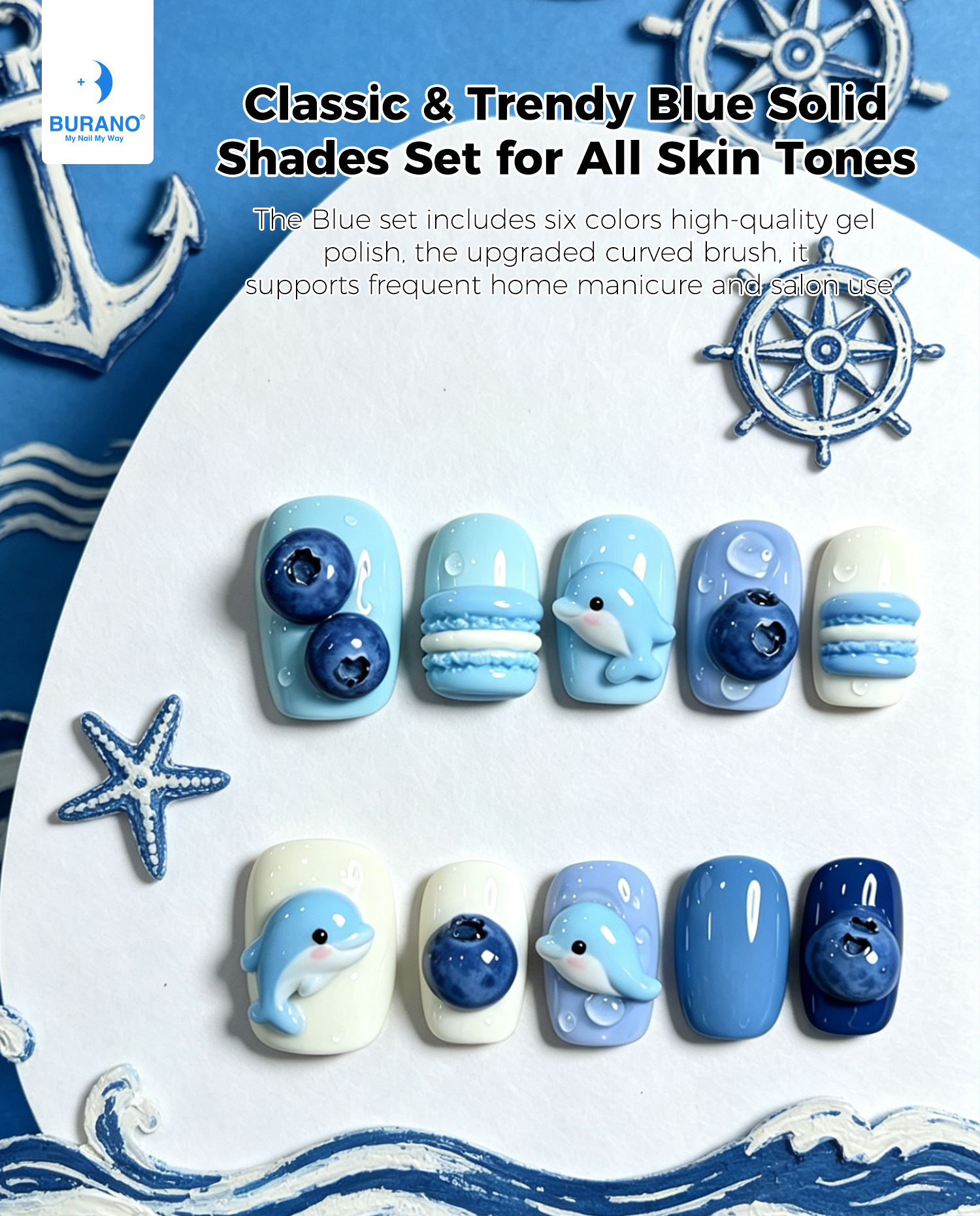 BURANO Gel Nail Polish Blue Set
