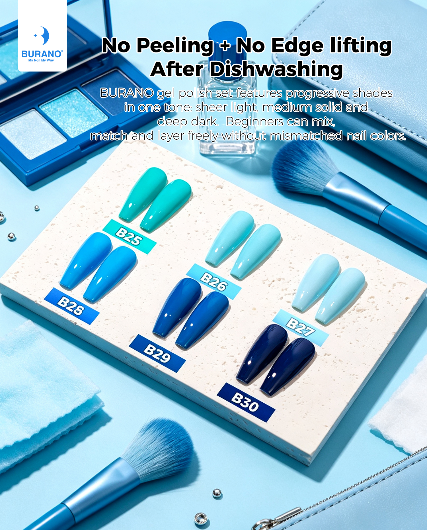 BURANO Gel Nail Polish Blue Set