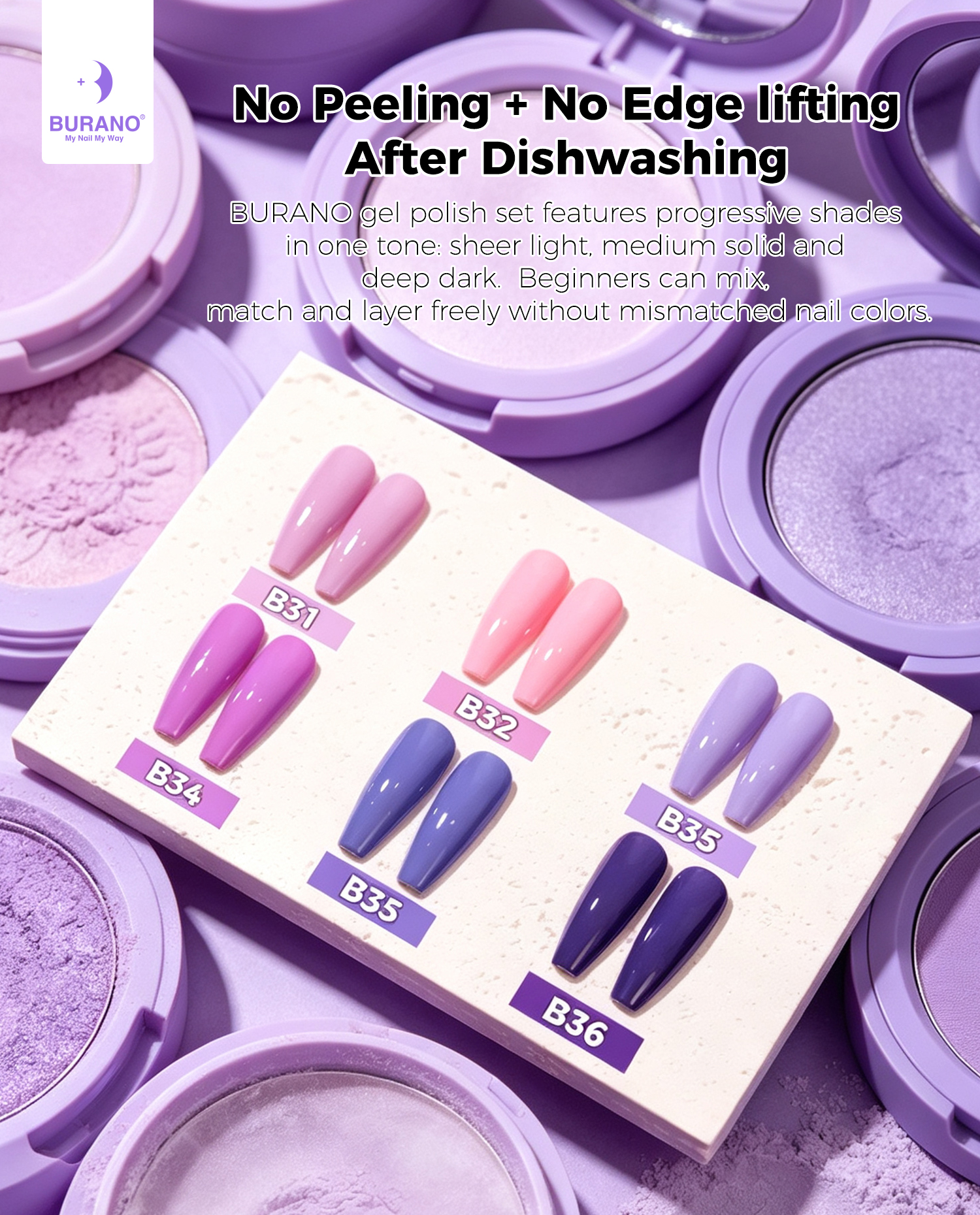 BURANO Gel Nail Polish Purple Set