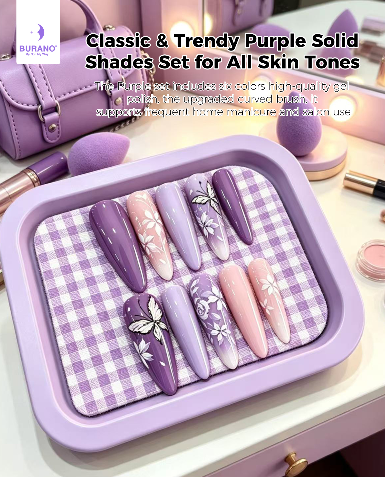 BURANO Gel Nail Polish Purple Set