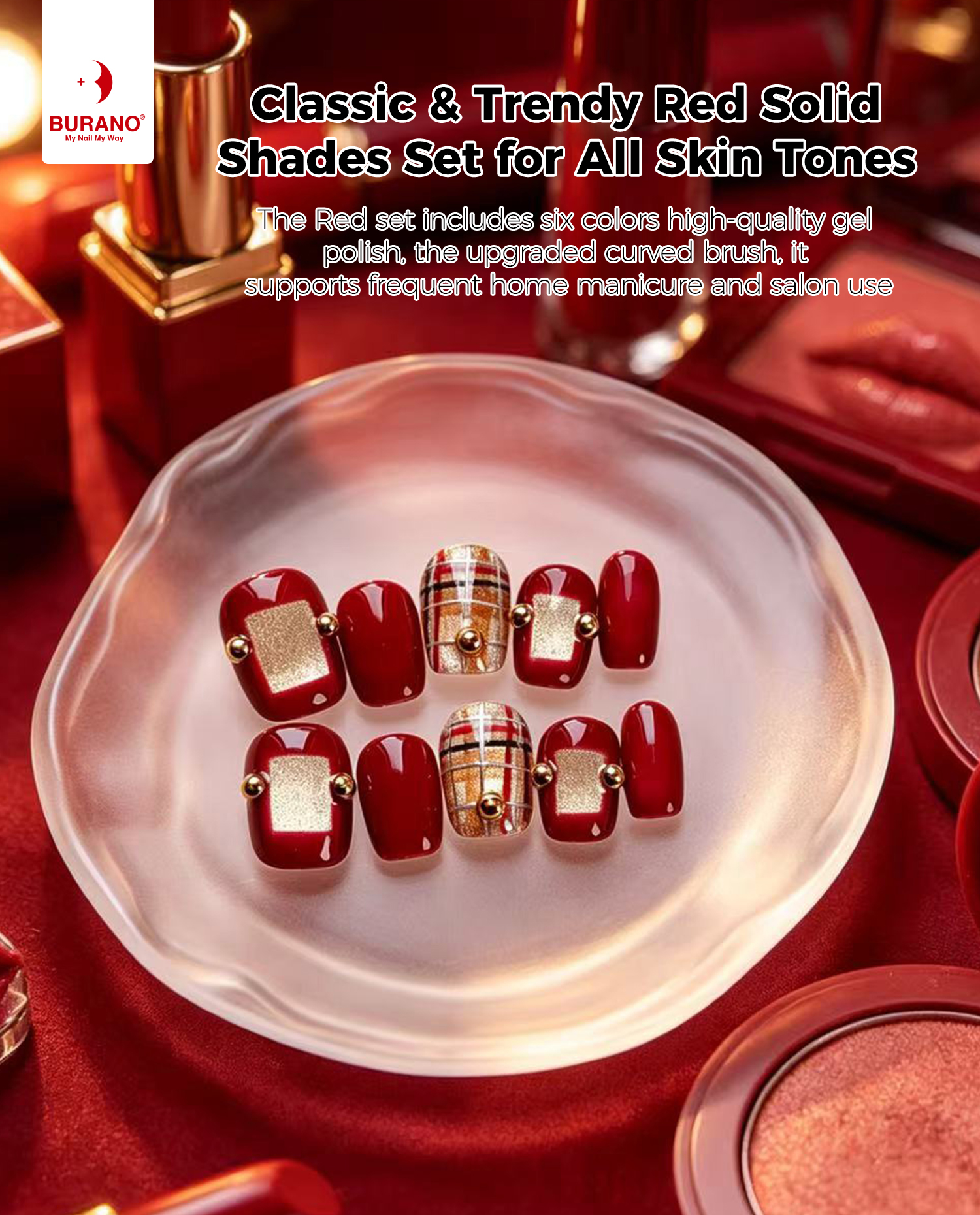 BURANO Gel Nail Polish Red Set